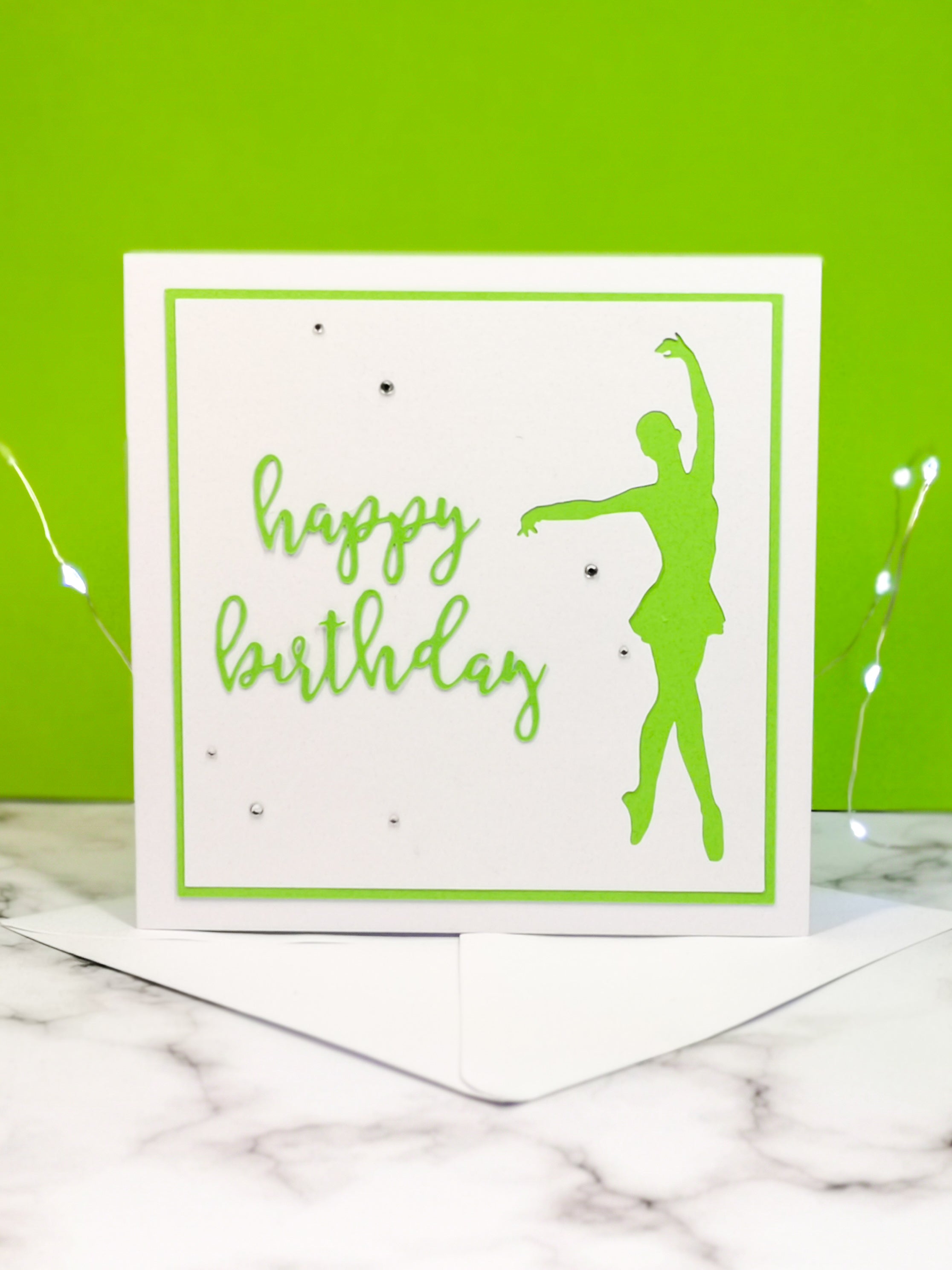 En Point | Ballerina Handmade Large Square Silhouette Birthday Card | The Bright Edition