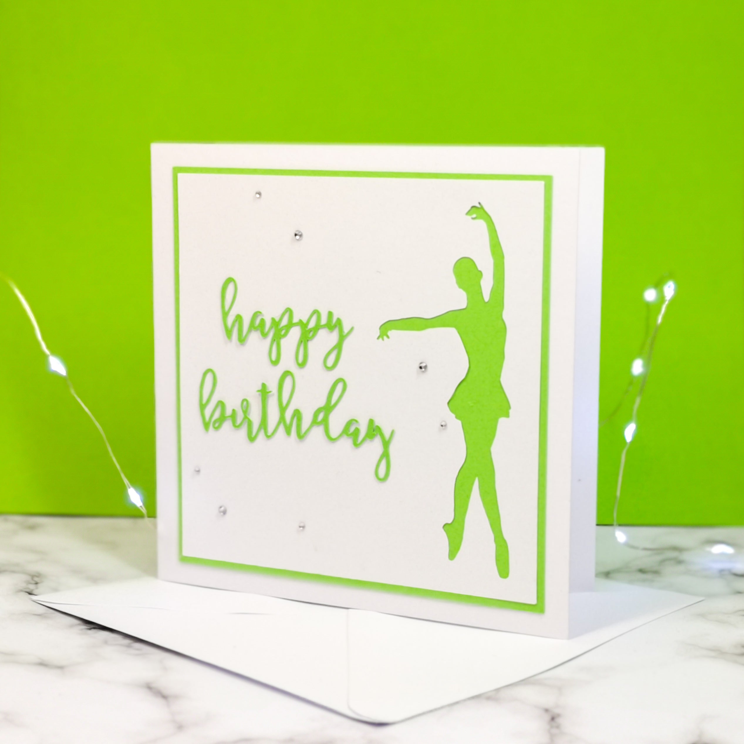 En Point | Ballerina Handmade Large Square Silhouette Birthday Card | The Bright Edition