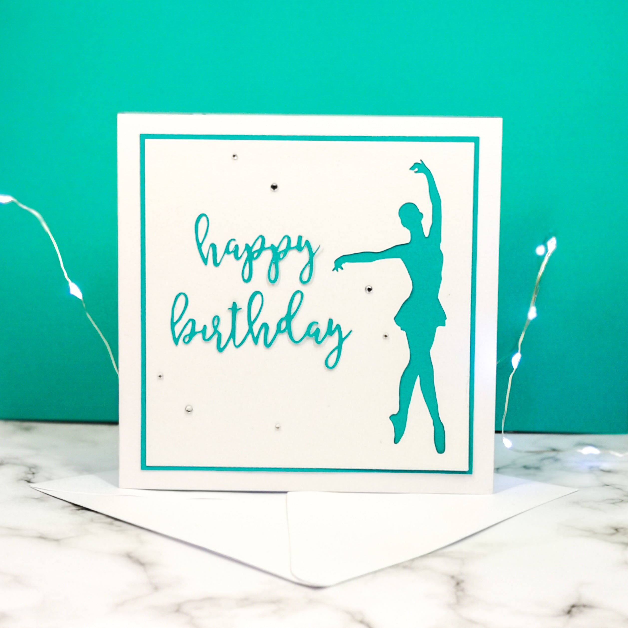 En Point | Ballerina Handmade Large Square Silhouette Birthday Card | The Bright Edition