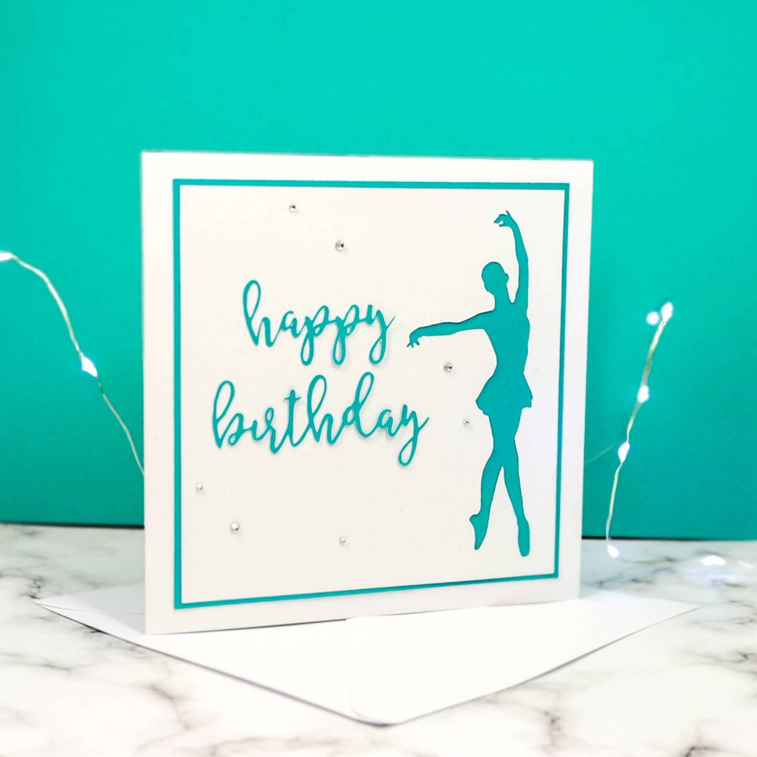 En Point | Ballerina Handmade Large Square Silhouette Birthday Card | The Bright Edition