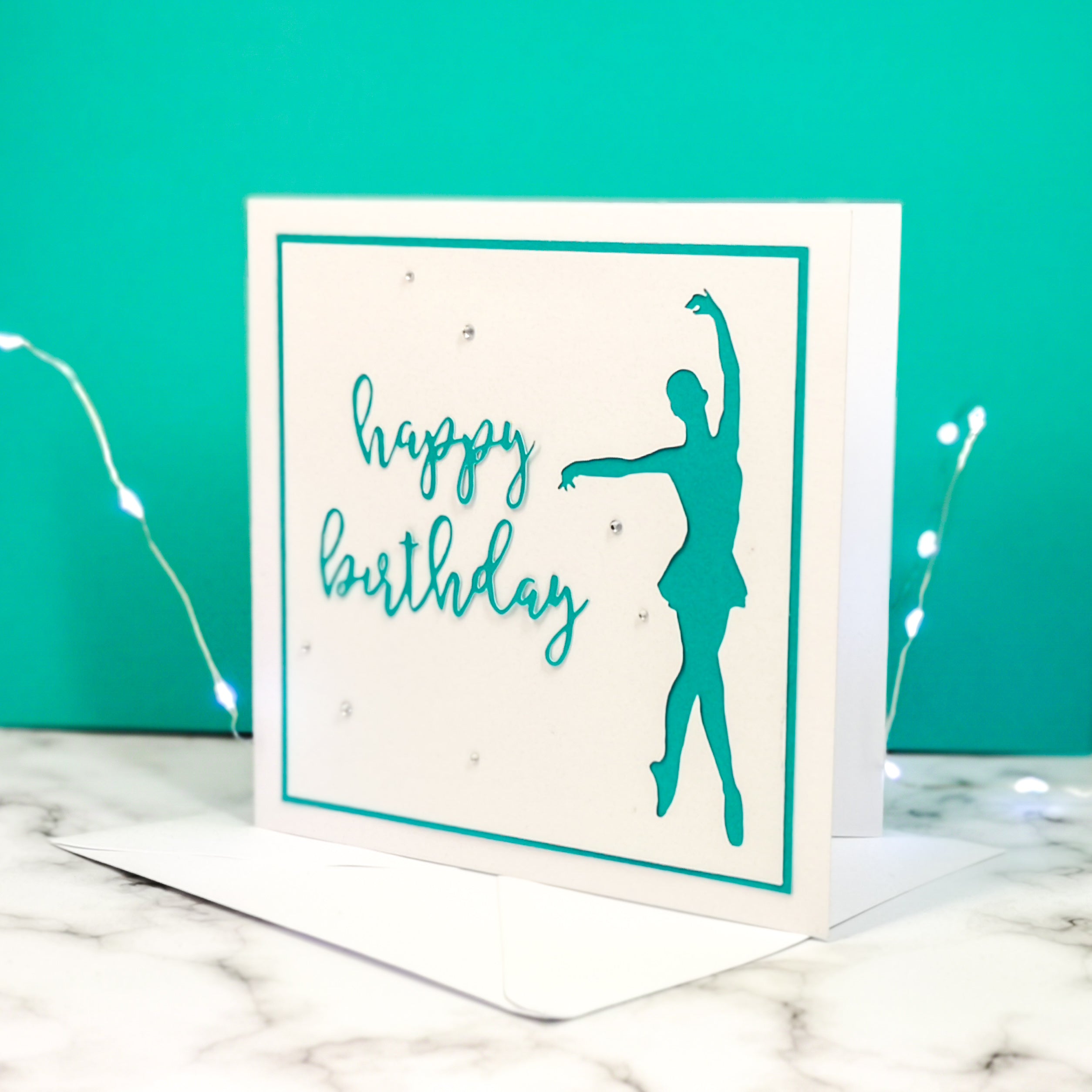 En Point | Ballerina Handmade Large Square Silhouette Birthday Card | The Bright Edition