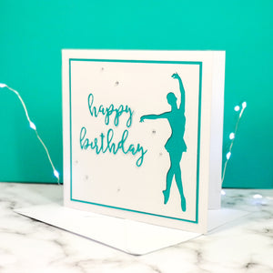 En Point | Ballerina Handmade Large Square Silhouette Birthday Card | The Bright Edition