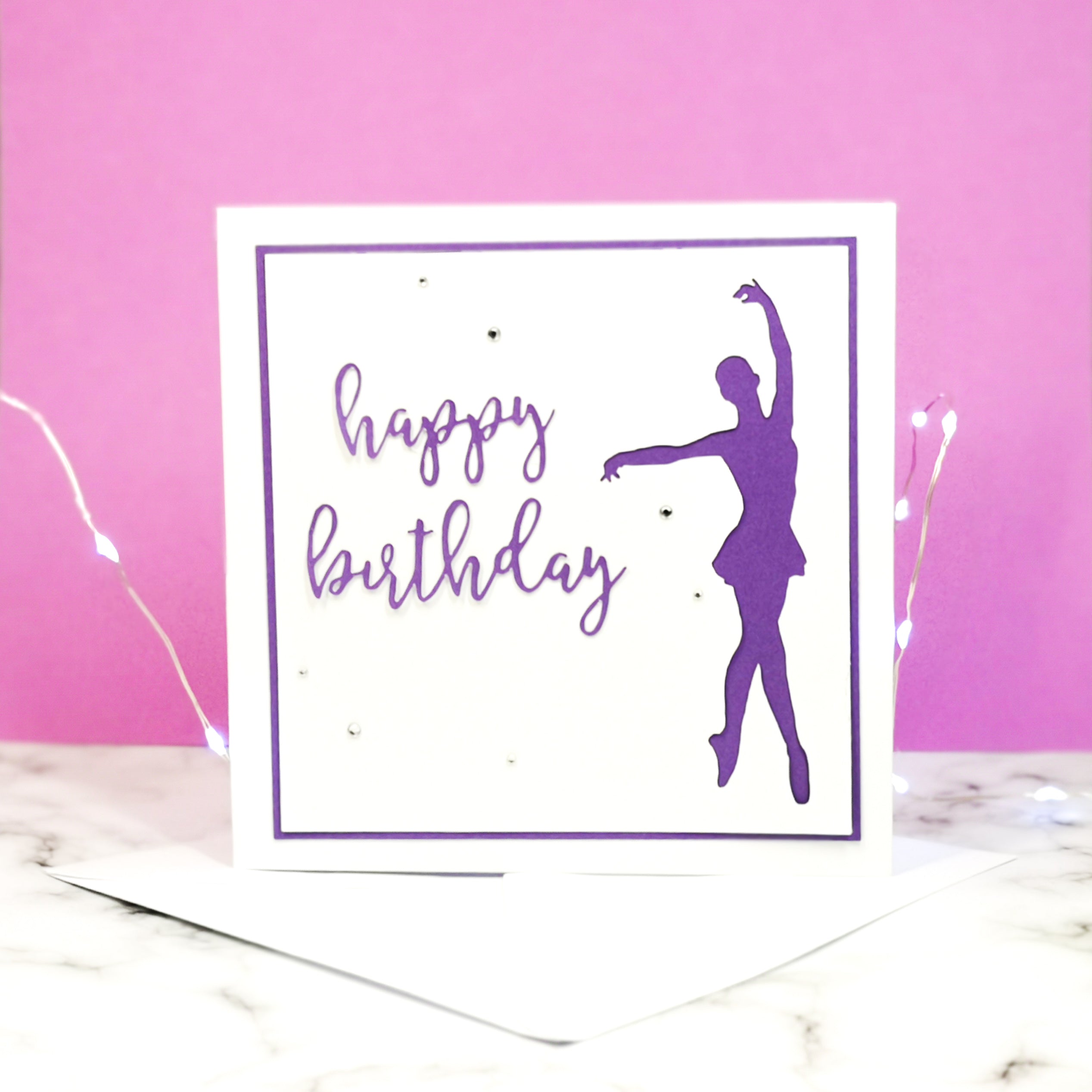 En Point | Ballerina Handmade Large Square Silhouette Birthday Card | The Bright Edition