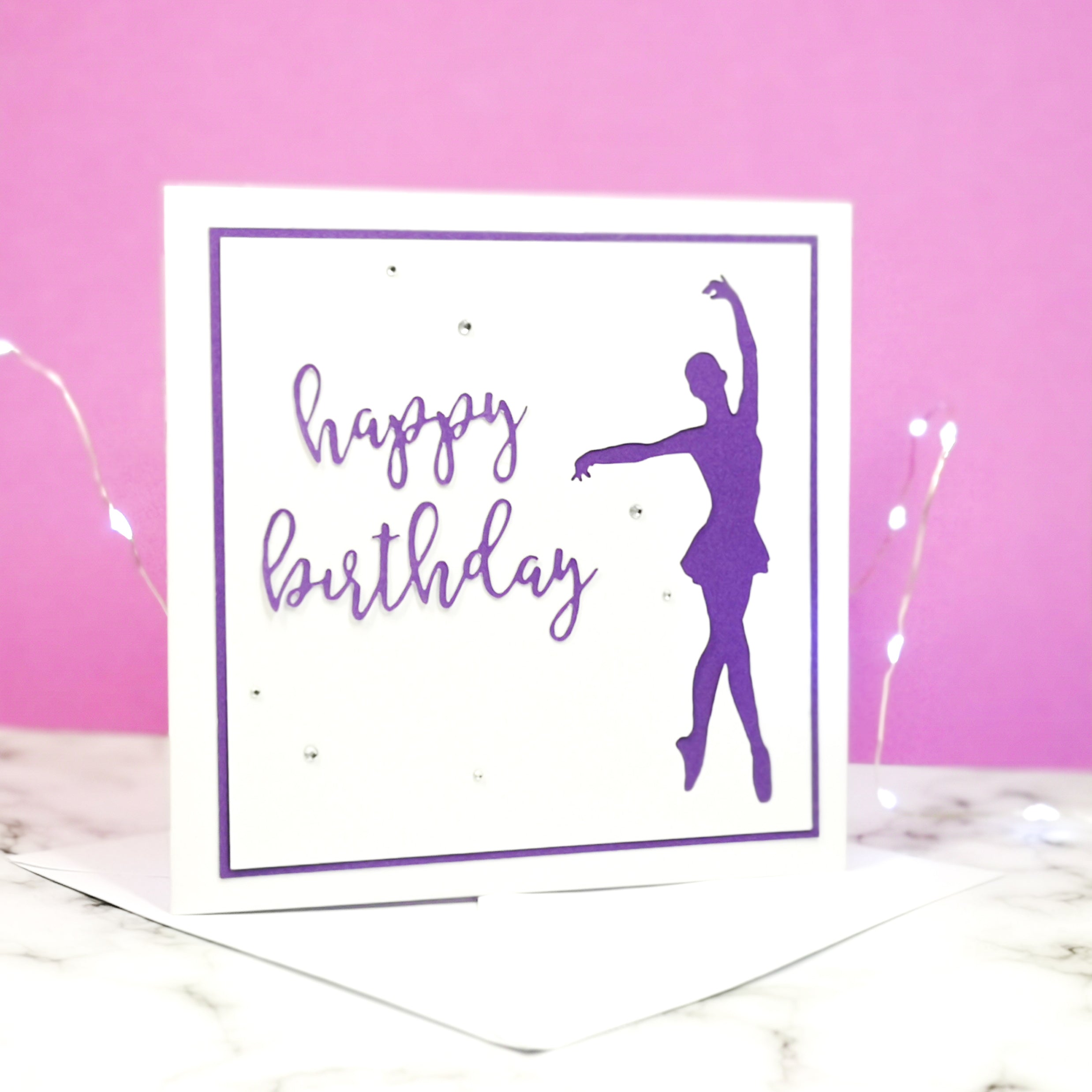 En Point | Ballerina Handmade Large Square Silhouette Birthday Card | The Bright Edition