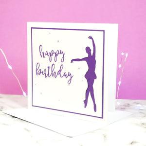 En Point | Ballerina Handmade Large Square Silhouette Birthday Card | The Bright Edition