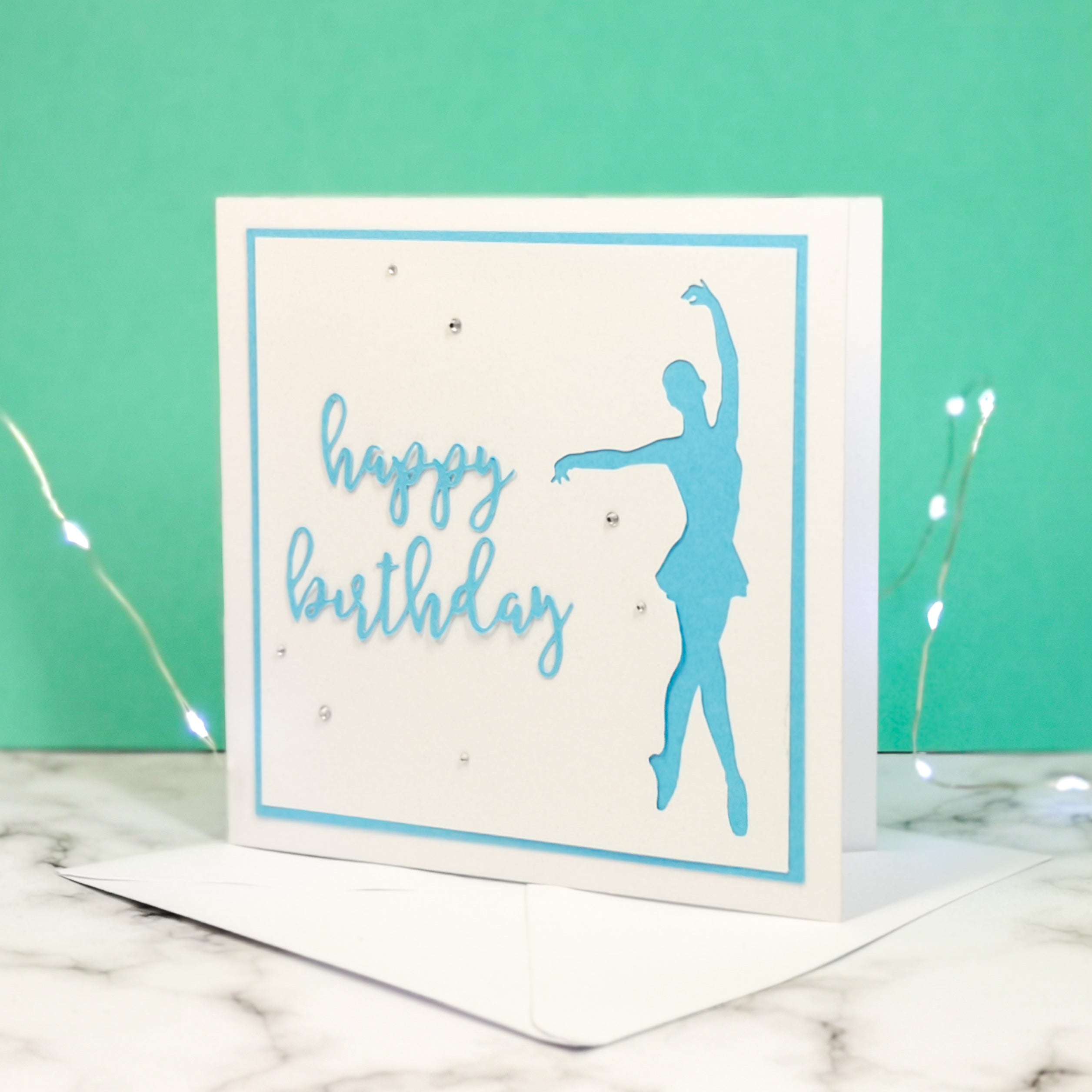 En Point | Ballerina Handmade Large Square Silhouette Birthday Card | The Bright Edition