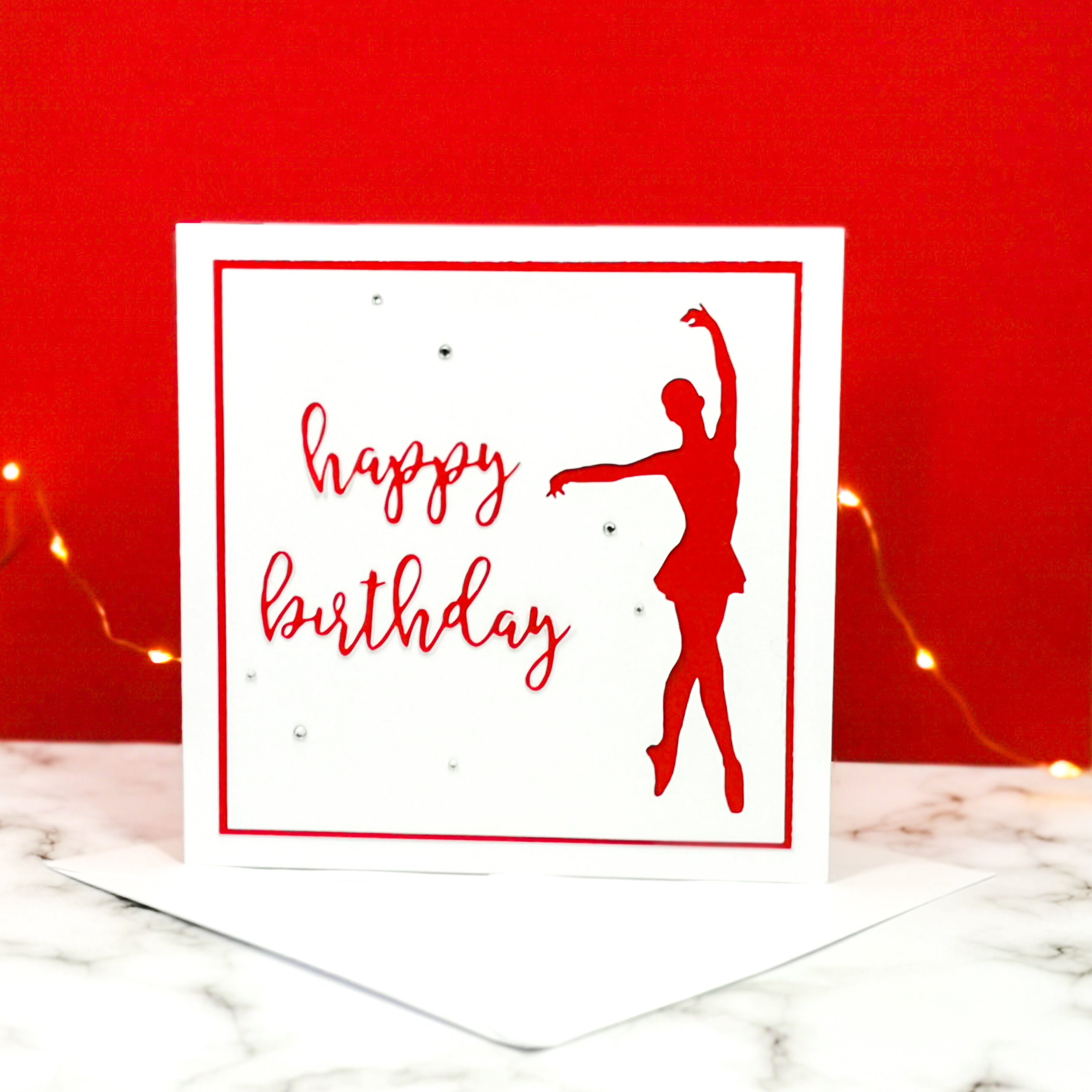 En Point | Ballerina Handmade Large Square Silhouette Birthday Card | The Bright Edition