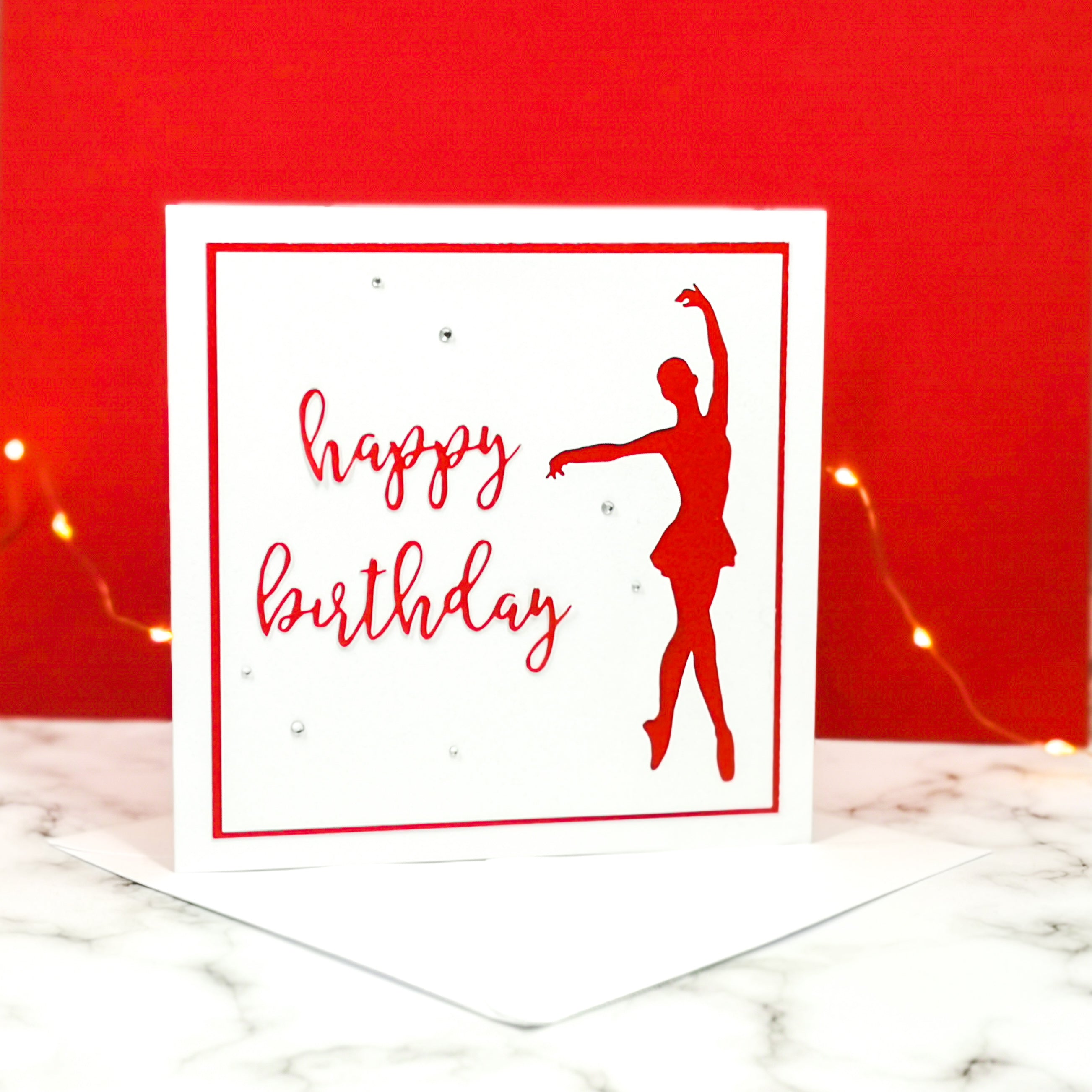 En Point | Ballerina Handmade Large Square Silhouette Birthday Card | The Bright Edition