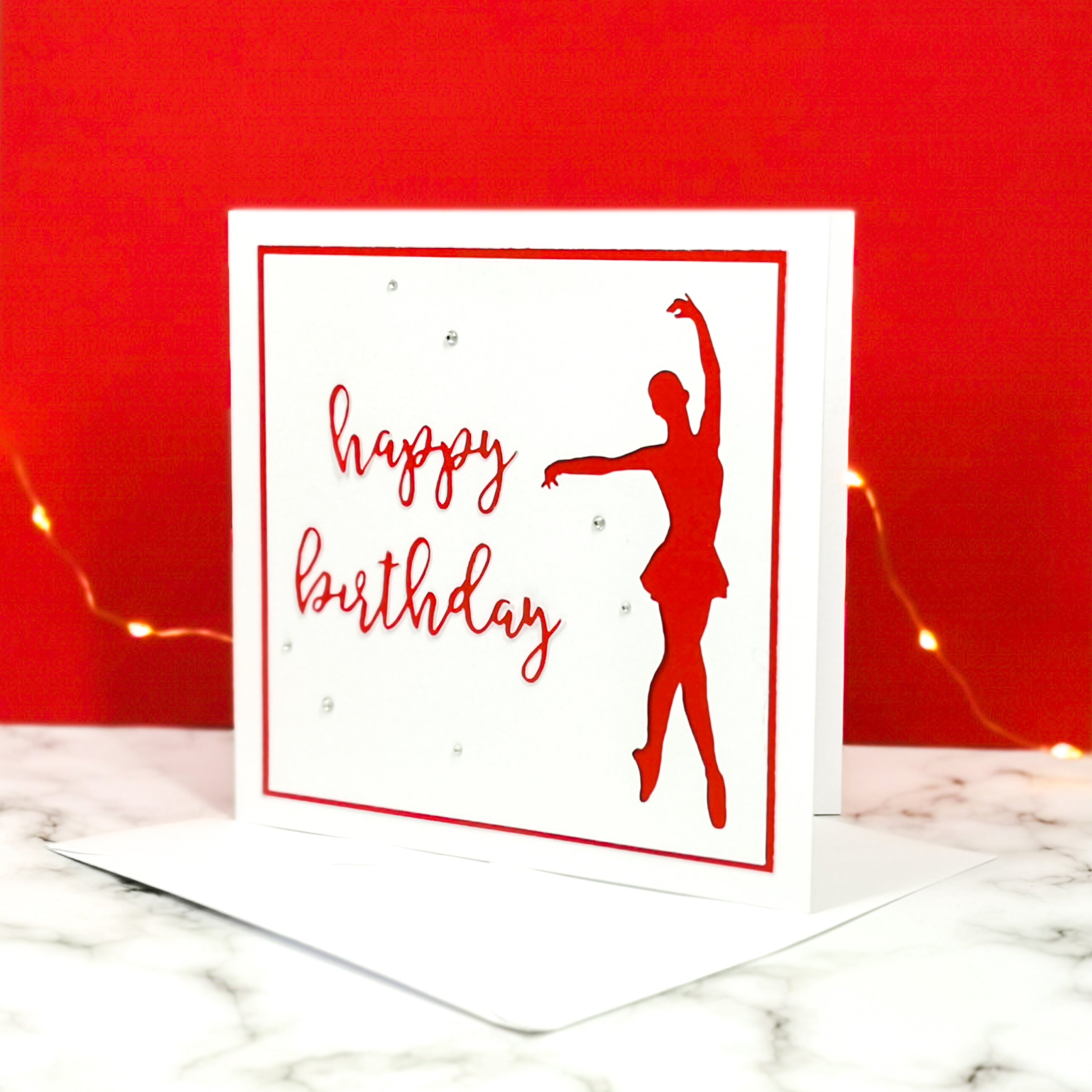 En Point | Ballerina Handmade Large Square Silhouette Birthday Card | The Bright Edition