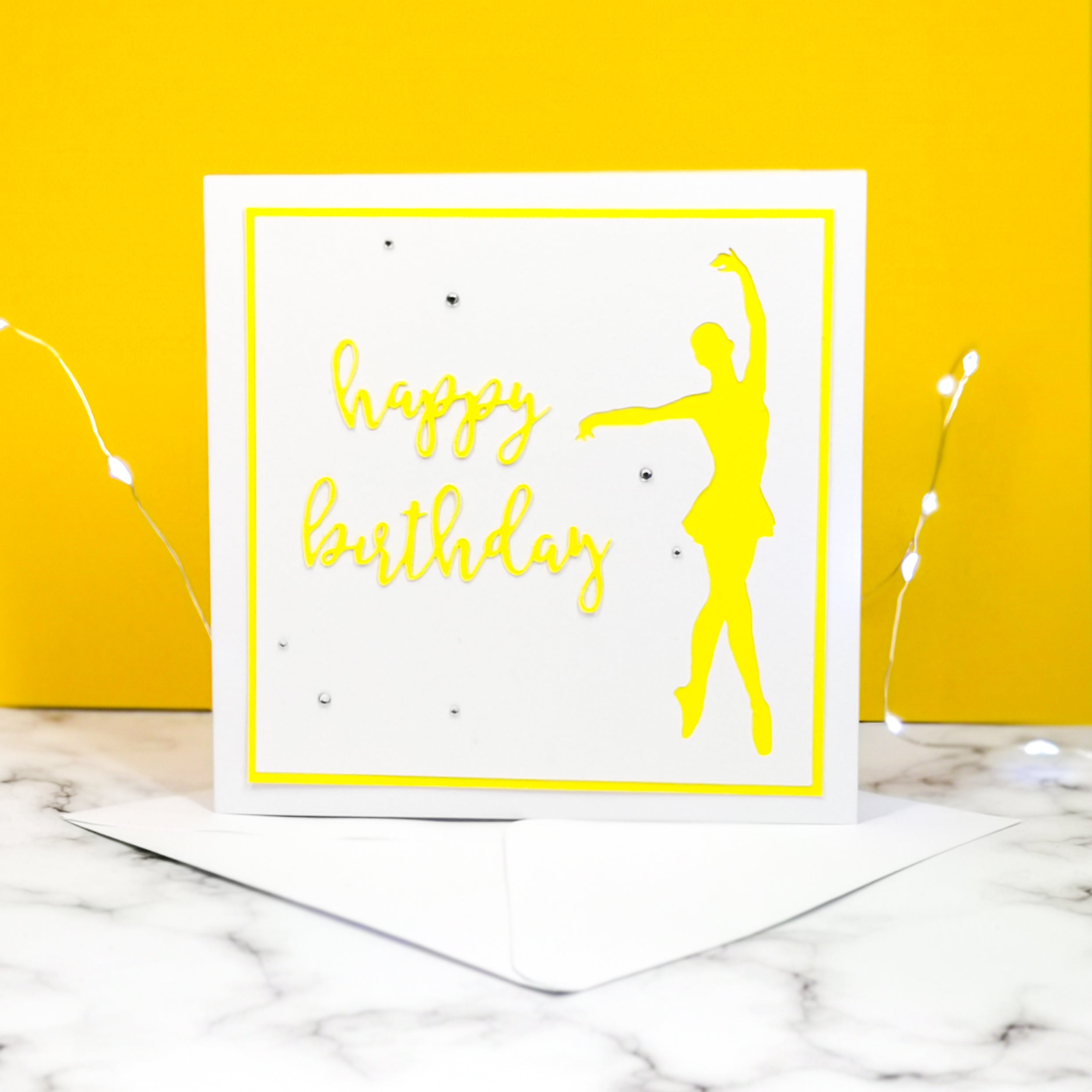 En Point | Ballerina Handmade Large Square Silhouette Birthday Card | The Bright Edition