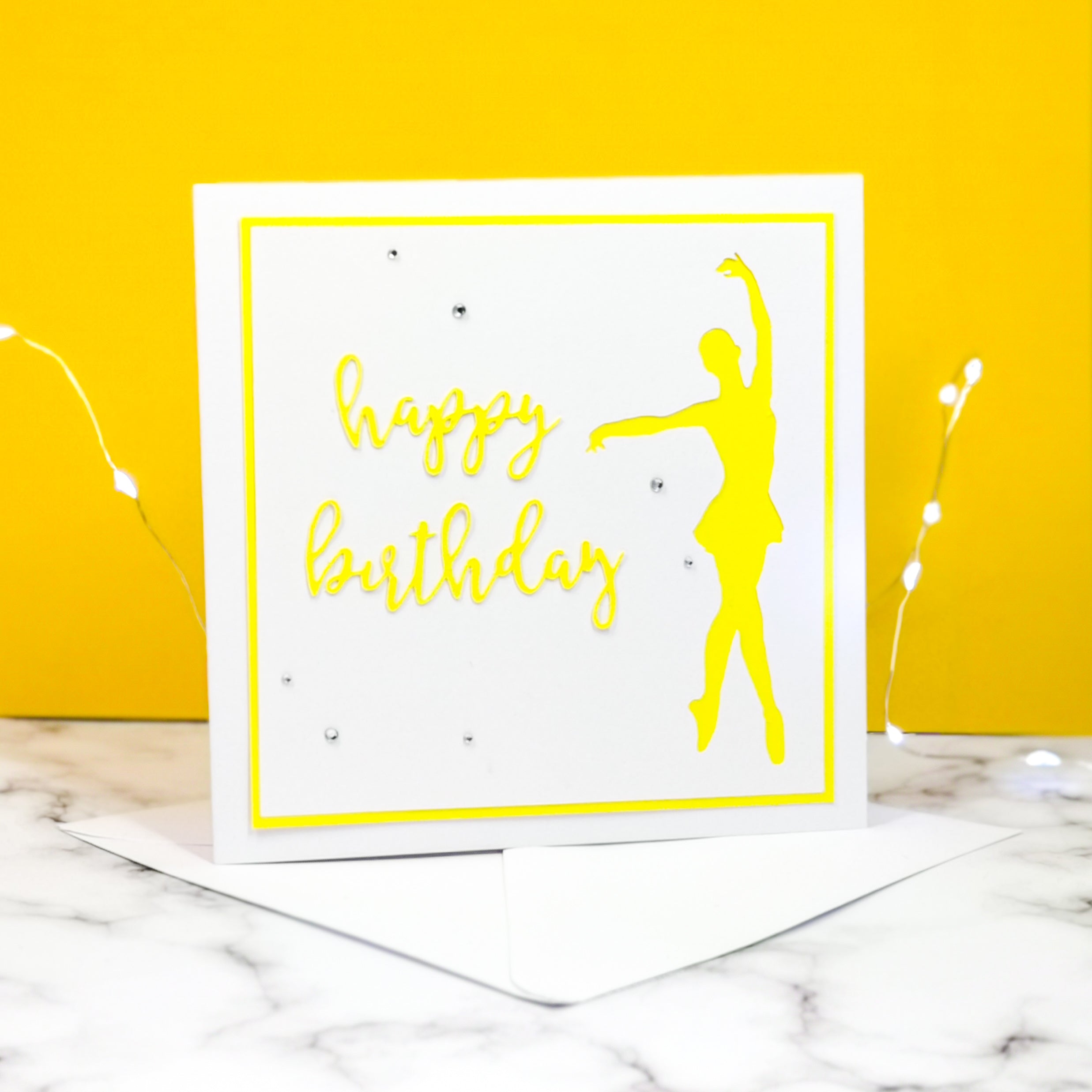 En Point | Ballerina Handmade Large Square Silhouette Birthday Card | The Bright Edition