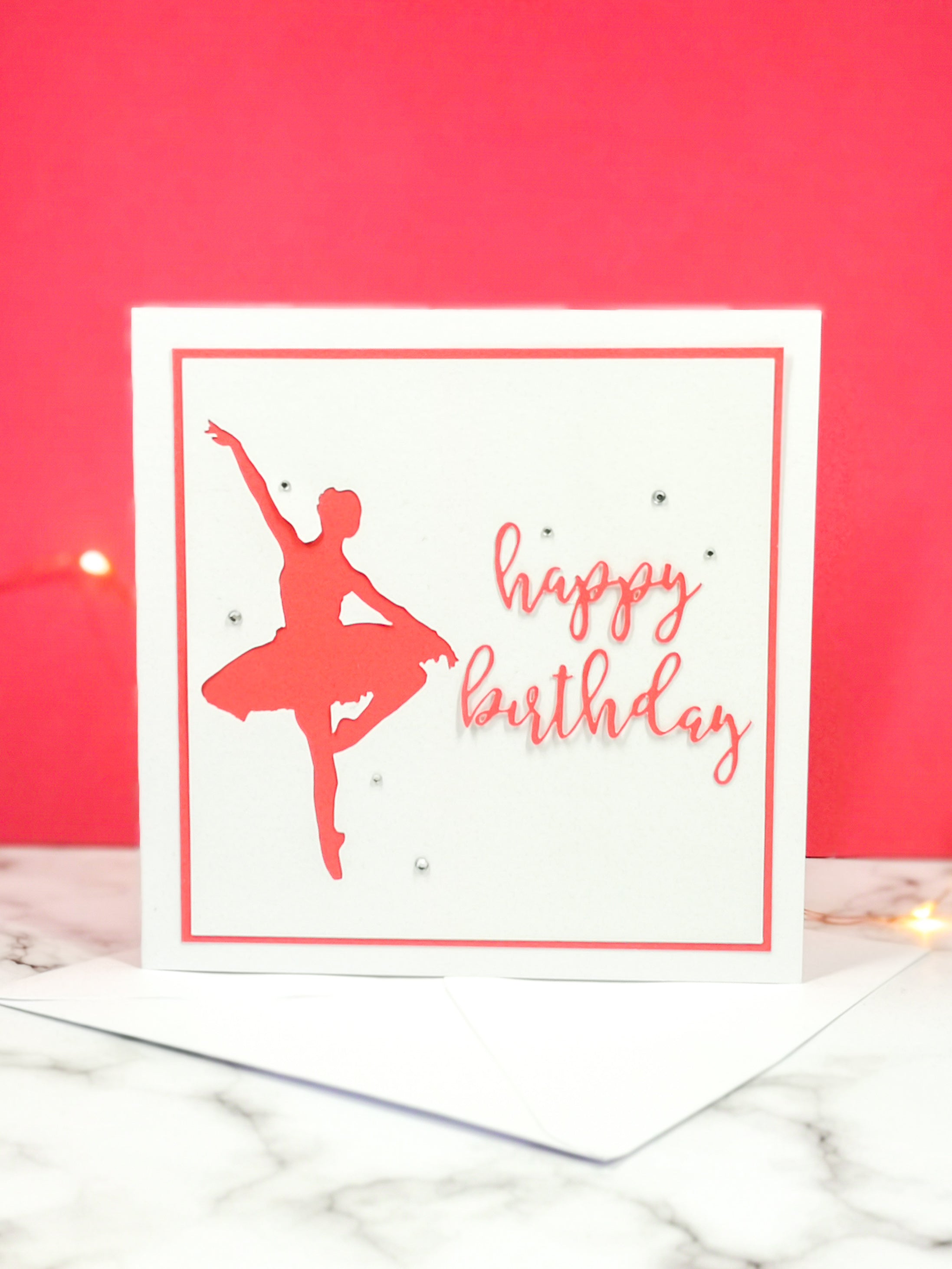 Pirouette | Ballerina Handmade Large Square Silhouette Birthday Card | The Bright Edition