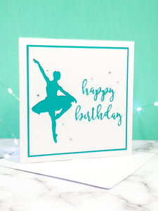 Pirouette | Ballerina Handmade Large Square Silhouette Birthday Card | The Bright Edition