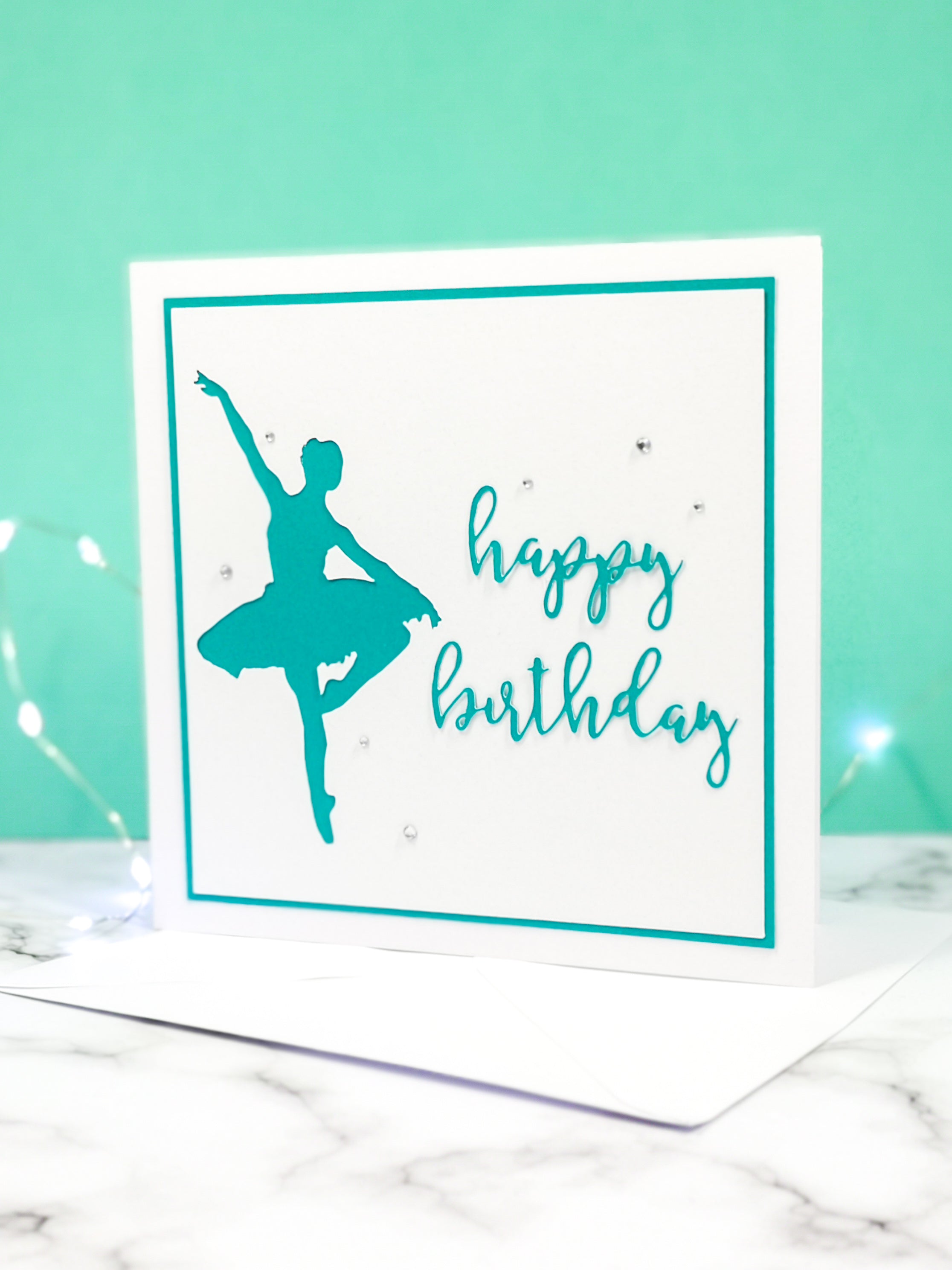 Pirouette | Ballerina Handmade Large Square Silhouette Birthday Card | The Bright Edition