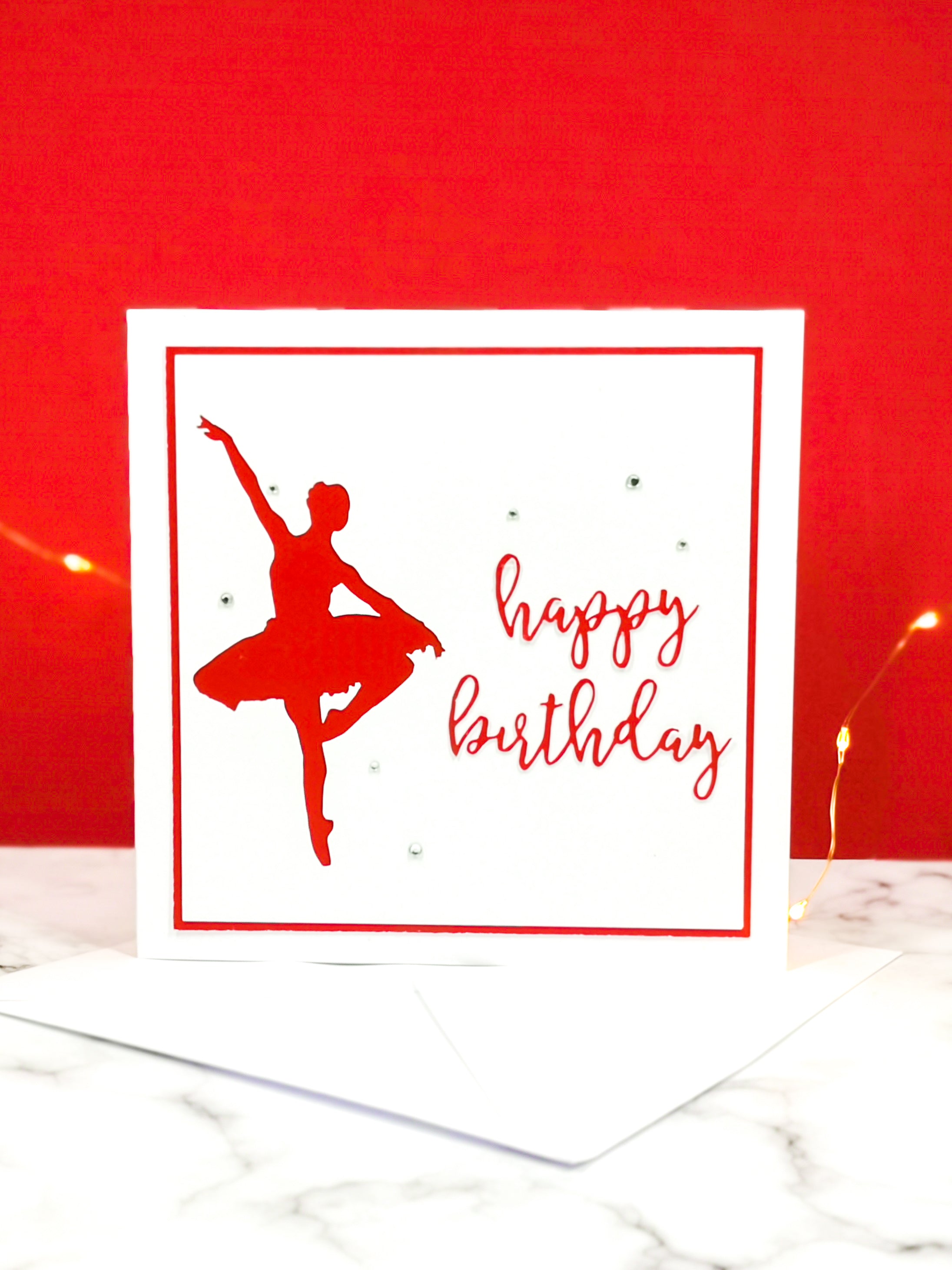 Pirouette | Ballerina Handmade Large Square Silhouette Birthday Card | The Bright Edition