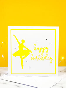 Pirouette | Ballerina Handmade Large Square Silhouette Birthday Card | The Bright Edition