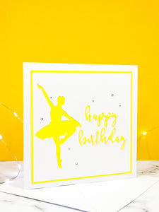 Pirouette | Ballerina Handmade Large Square Silhouette Birthday Card | The Bright Edition