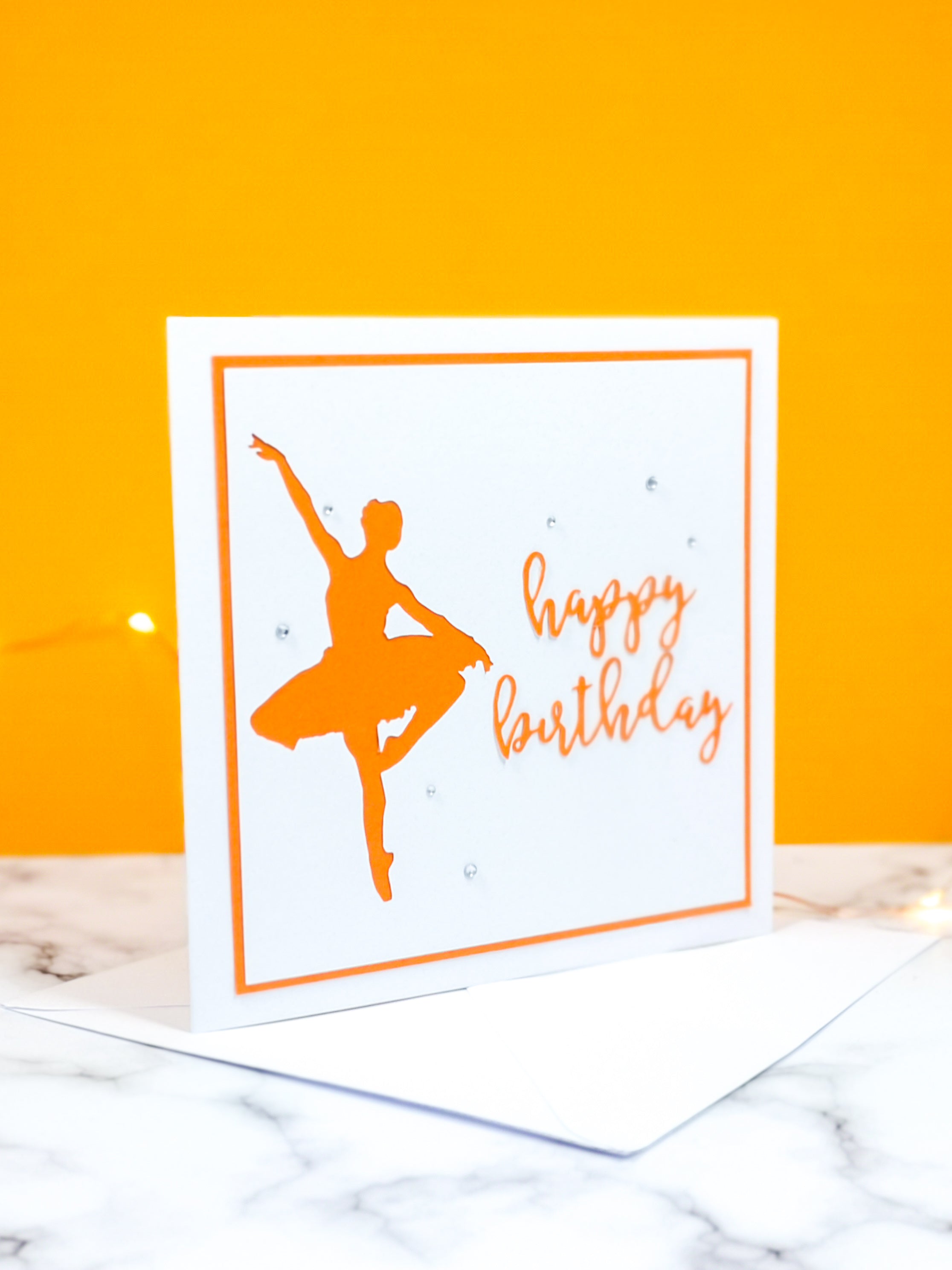 Pirouette | Ballerina Handmade Large Square Silhouette Birthday Card | The Bright Edition