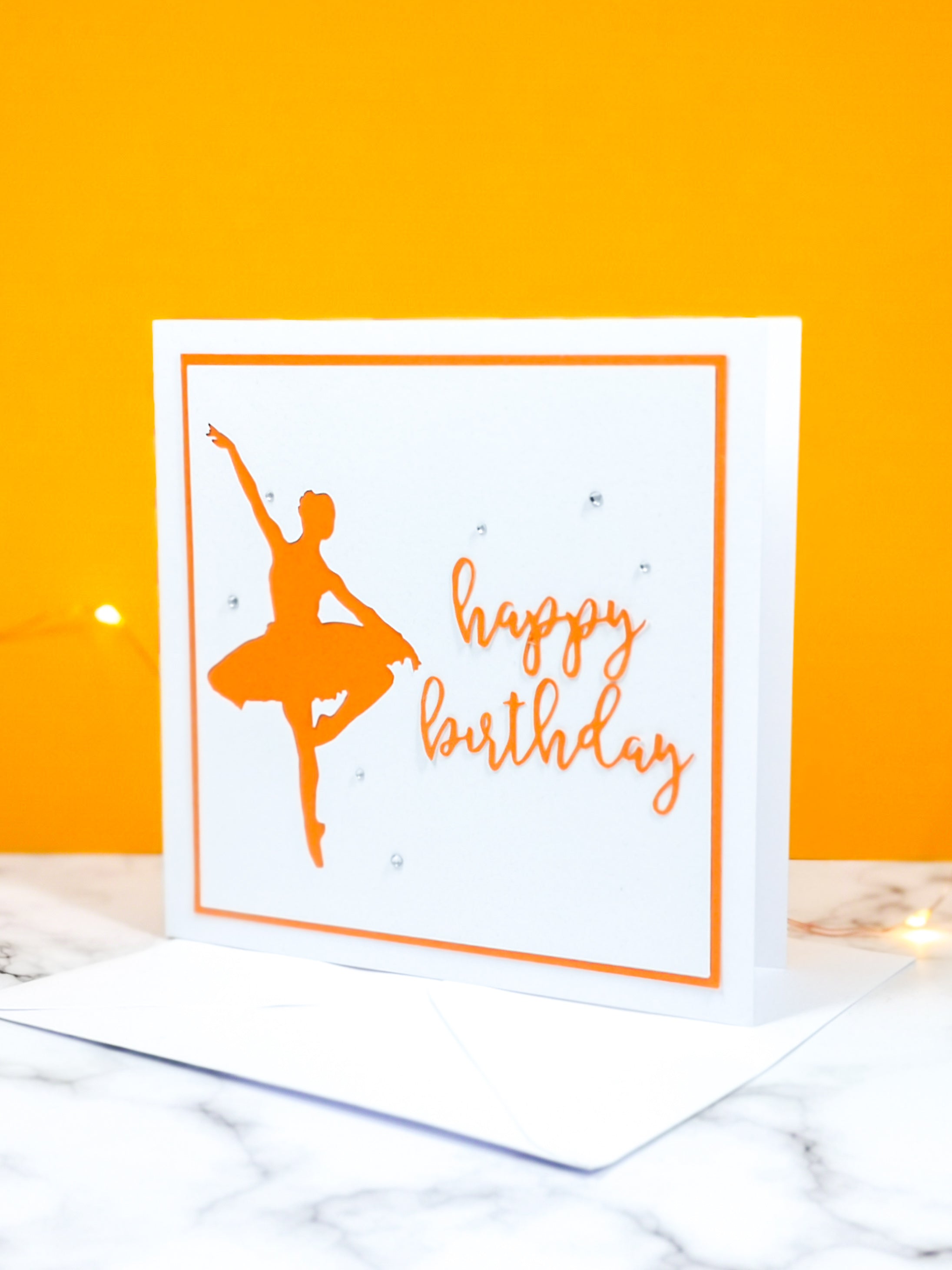 Pirouette | Ballerina Handmade Large Square Silhouette Birthday Card | The Bright Edition