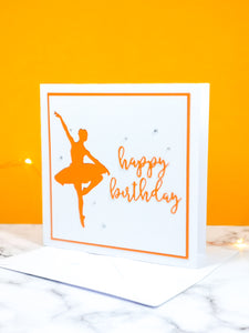 Pirouette | Ballerina Handmade Large Square Silhouette Birthday Card | The Bright Edition