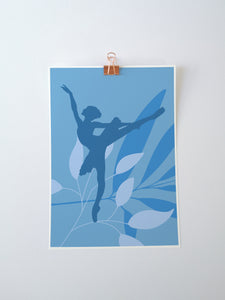 Ballerina Arabesque Silhouette Art Print | Ballet Dancer Wall Art