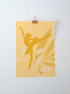 Ballerina Arabesque Silhouette Art Print | Ballet Dancer Wall Art