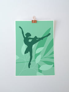 Ballerina Arabesque Silhouette Art Print | Ballet Dancer Wall Art