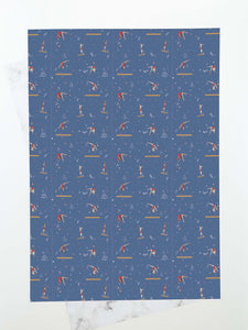 Girls Gymnastics Christmas Wrapping Paper Sheets | Blue