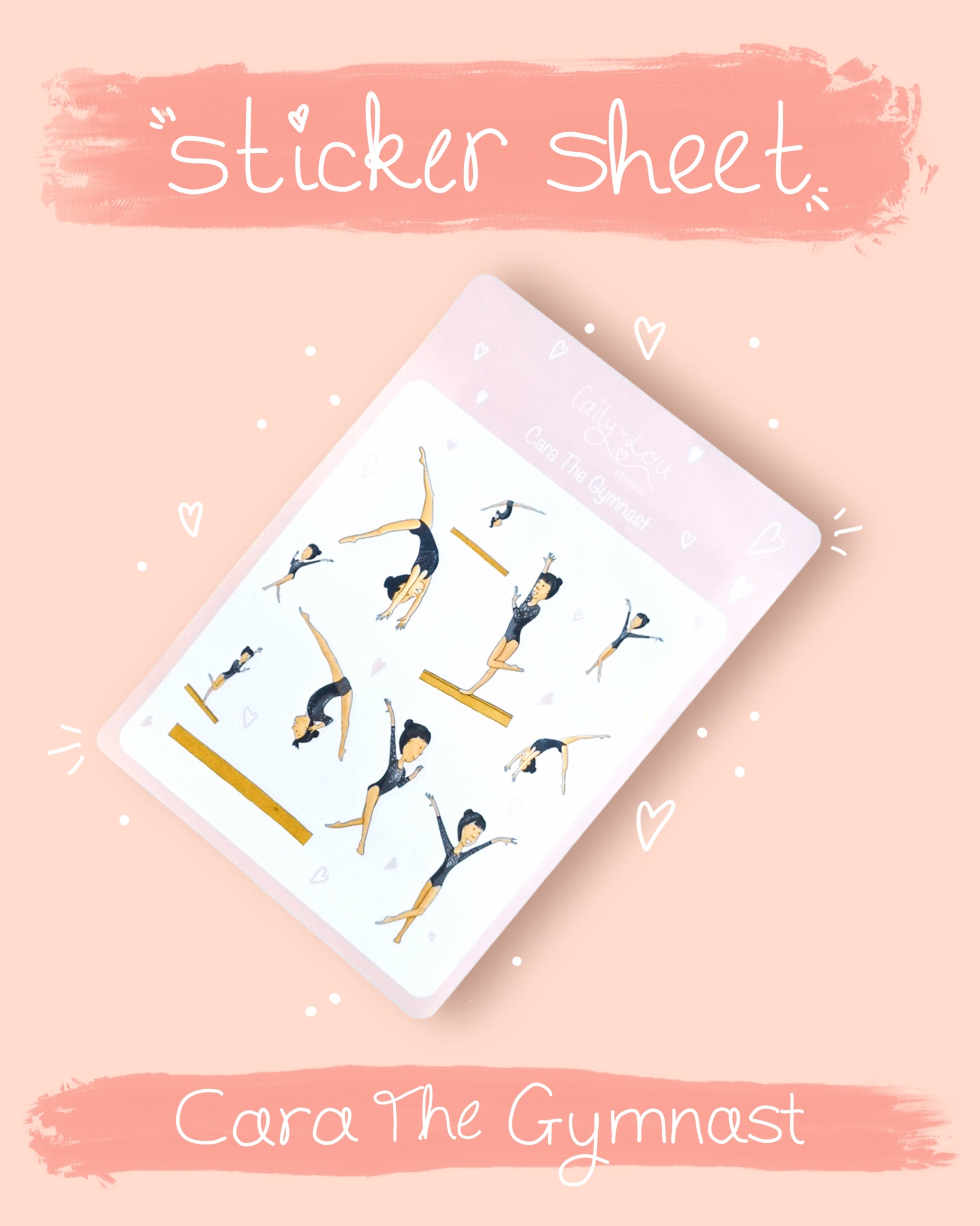 Cara The Gymnast Sticker Sheet | Gymnastics Illustrated Sticker Set