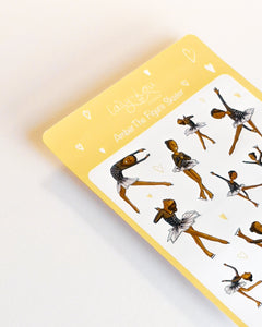 Amber The Figure Skater Sticker Sheet | Ice Skating Illustrated Sticker Set