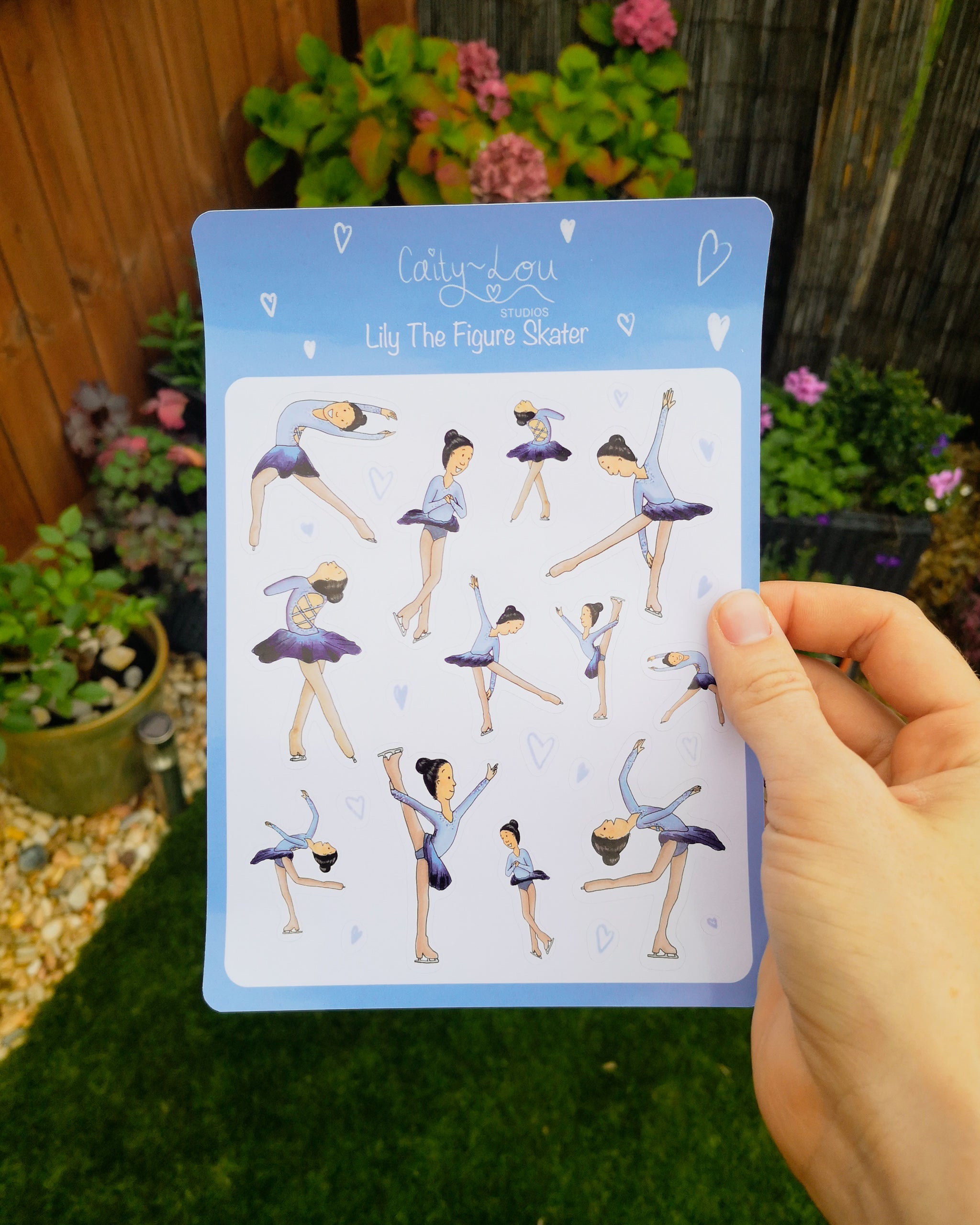 Lily The Figure Skater Sticker Sheet | Ice Skating Illustrated Sticker Set