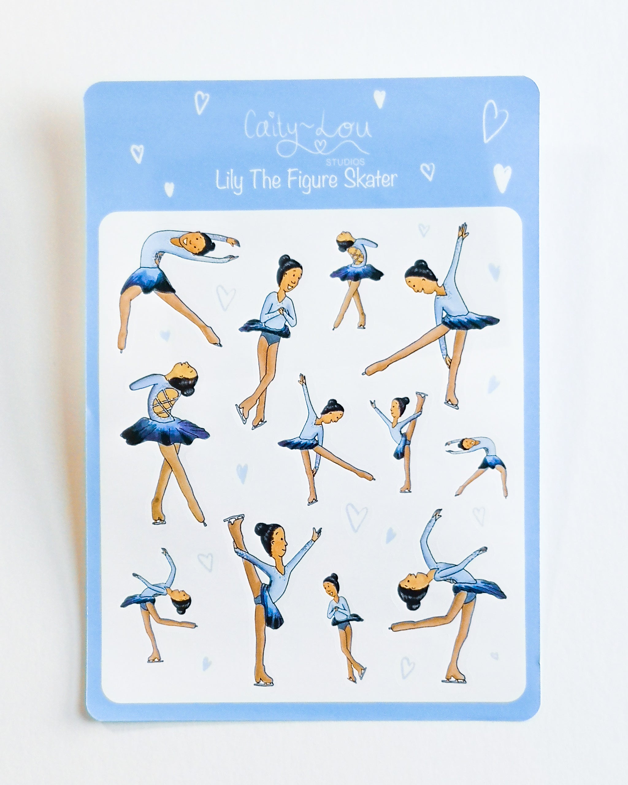 Lily The Figure Skater Sticker Sheet | Ice Skating Illustrated Sticker Set