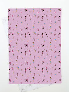 Eilidh & Katie Gymnastics Wrapping Paper Sheets | Lilac, Blue & Pink