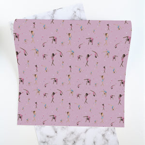 Eilidh & Katie Gymnastics Wrapping Paper Sheets | Lilac, Blue & Pink