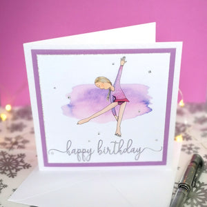 Ellie The Figure Skater | Handmade Ice Skating Birthday Card