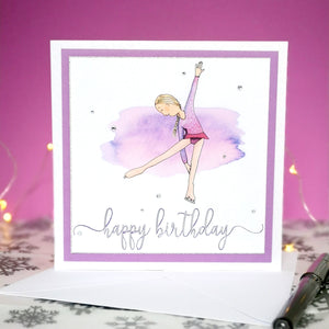 Ellie The Figure Skater | Handmade Ice Skating Birthday Card