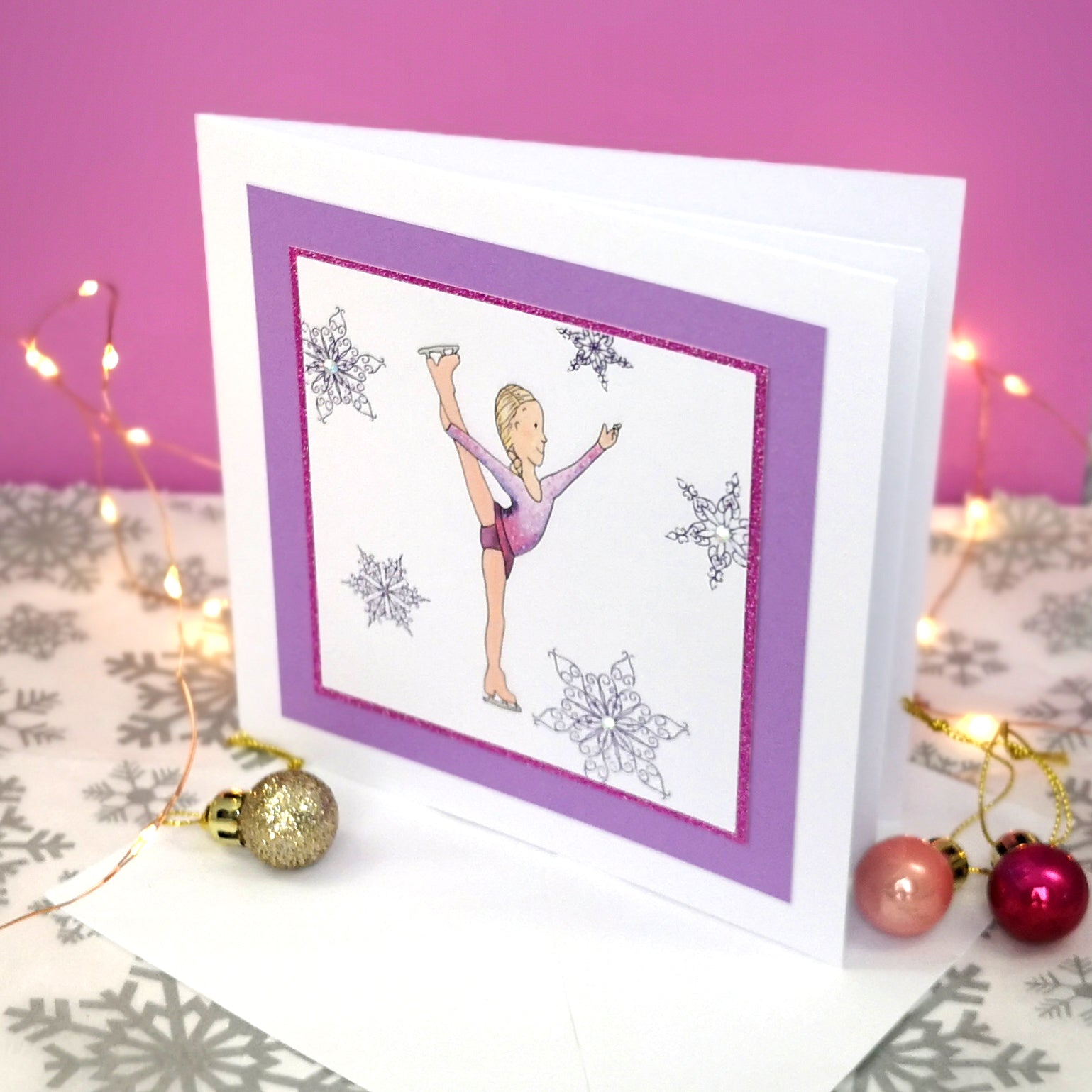 Ellie The Figure Skater | Handmade Ice Skating Notecard Card | Any Occasion