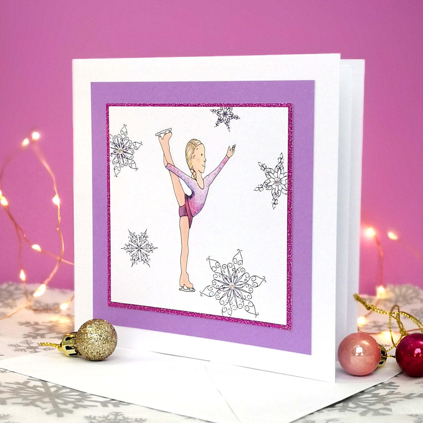 Ellie The Figure Skater | Handmade Ice Skating Notecard Card | Any Occasion