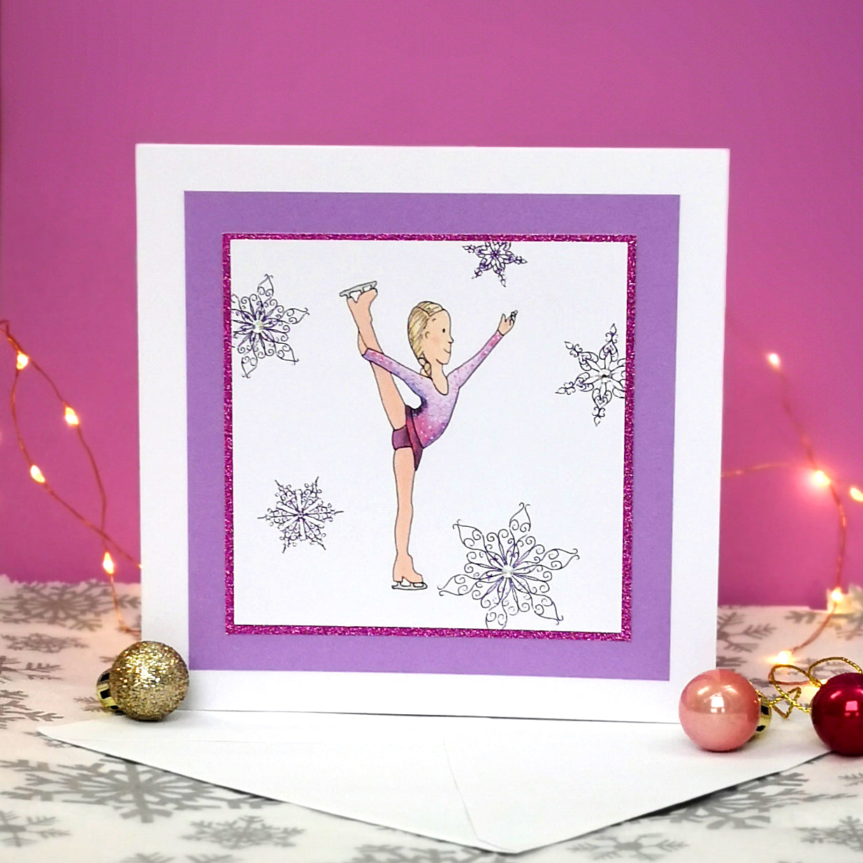 Ellie The Figure Skater | Handmade Ice Skating Notecard Card | Any Occasion