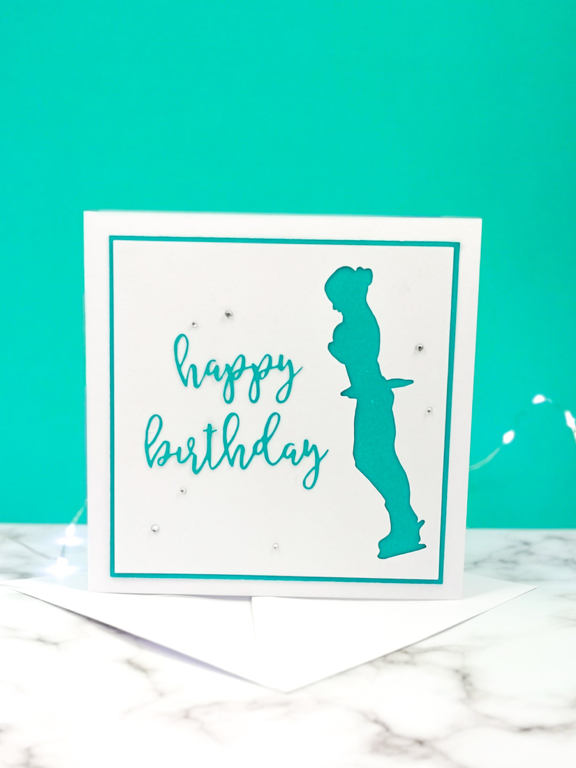 Axel | Handmade Large Square Silhouette Birthday Card | The Bright Edition