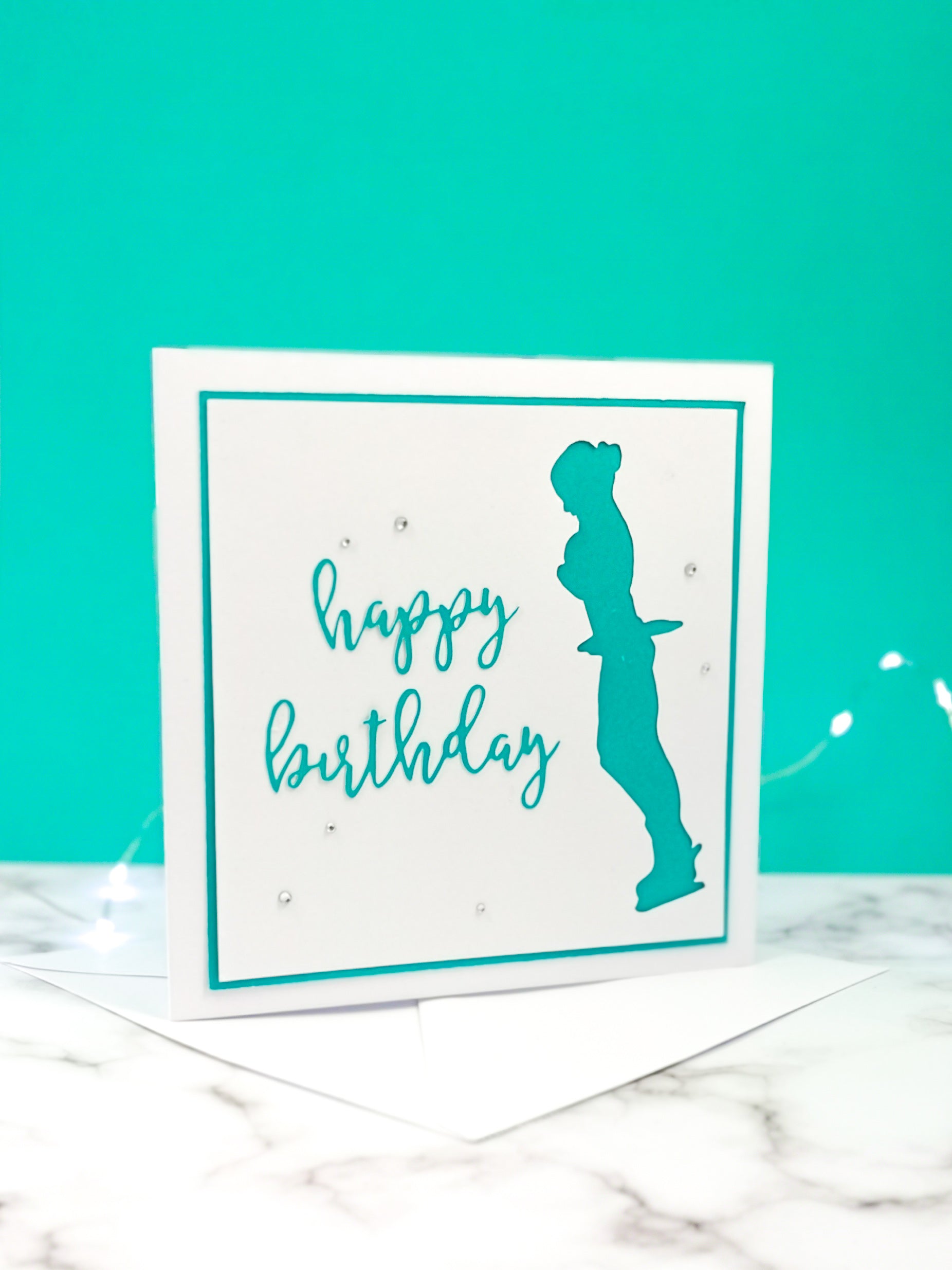 Axel | Handmade Large Square Silhouette Birthday Card | The Bright Edition