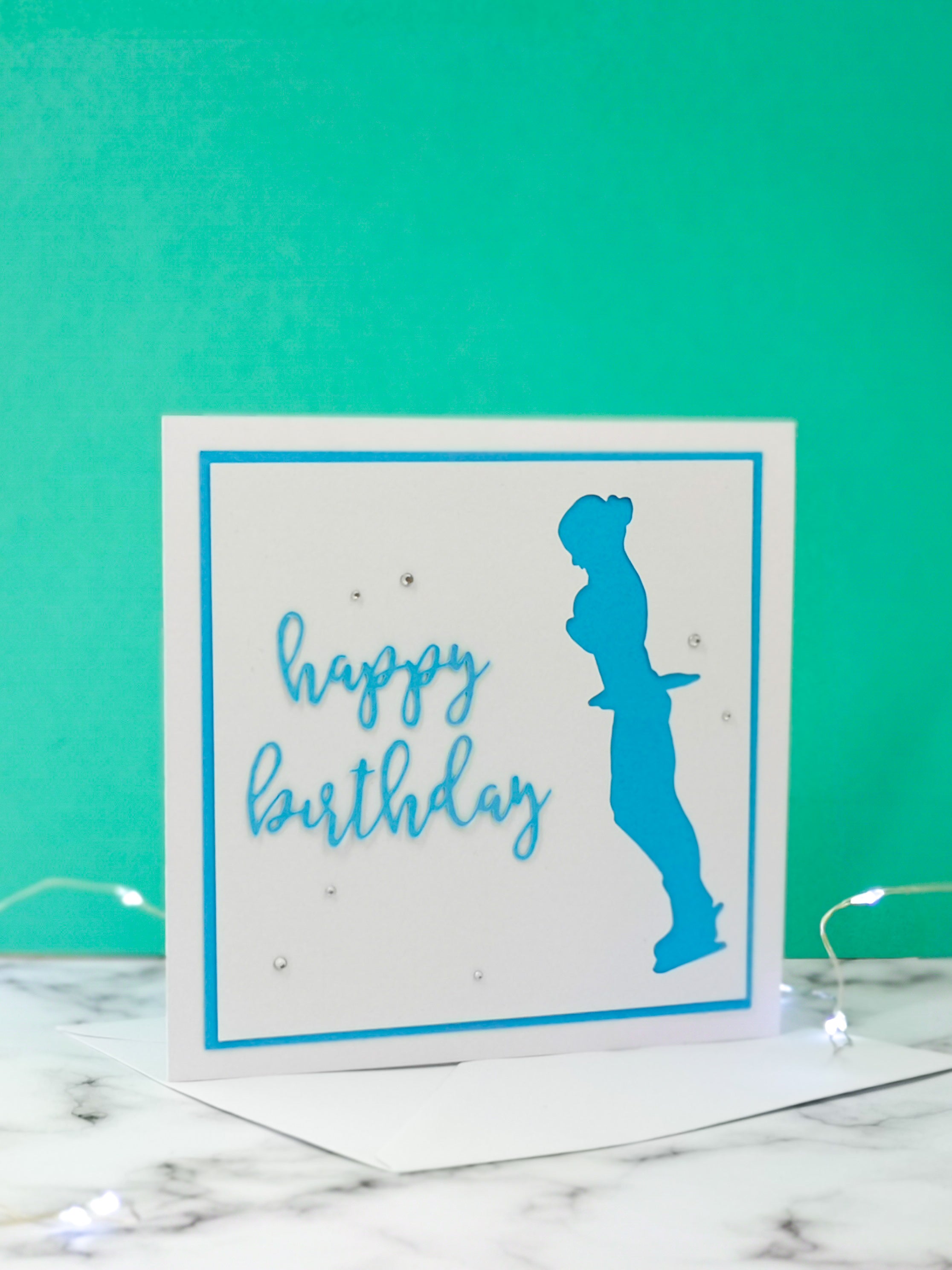 Axel | Handmade Large Square Silhouette Birthday Card | The Bright Edition