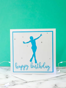 Jump | Handmade Large Square Silhouette Birthday Card | The Bright Edition