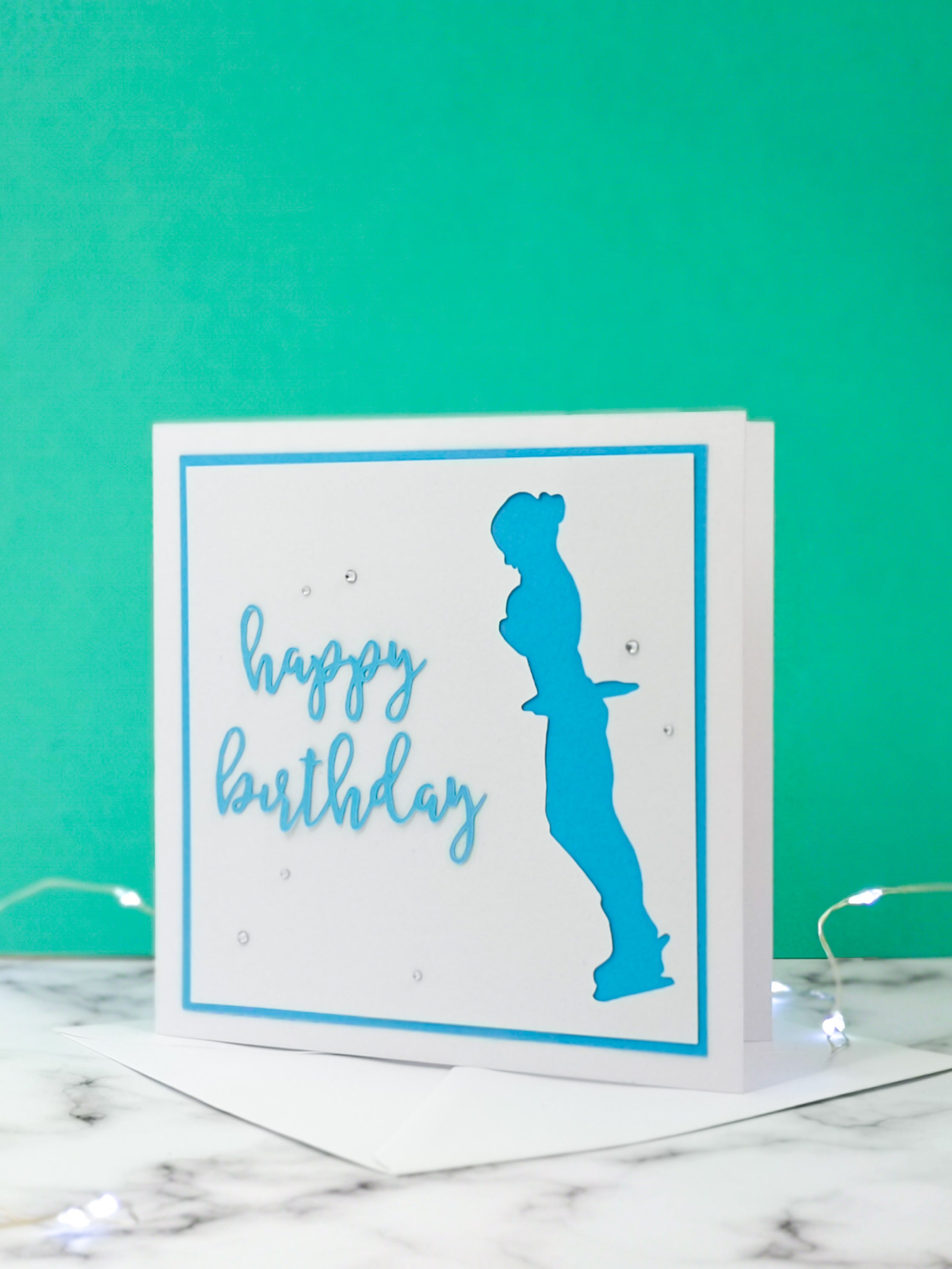 Axel | Handmade Large Square Silhouette Birthday Card | The Bright Edition