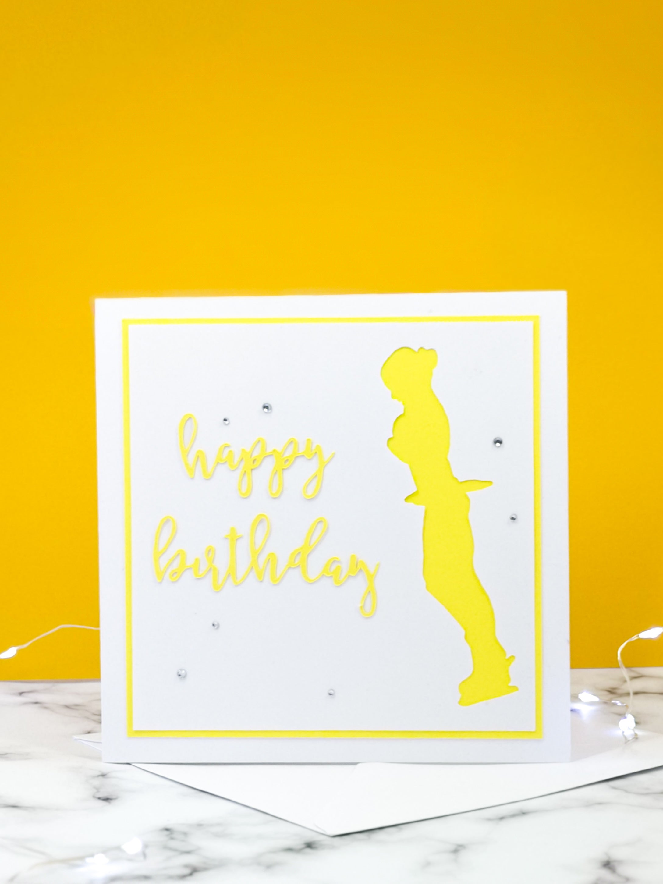 Axel | Handmade Large Square Silhouette Birthday Card | The Bright Edition