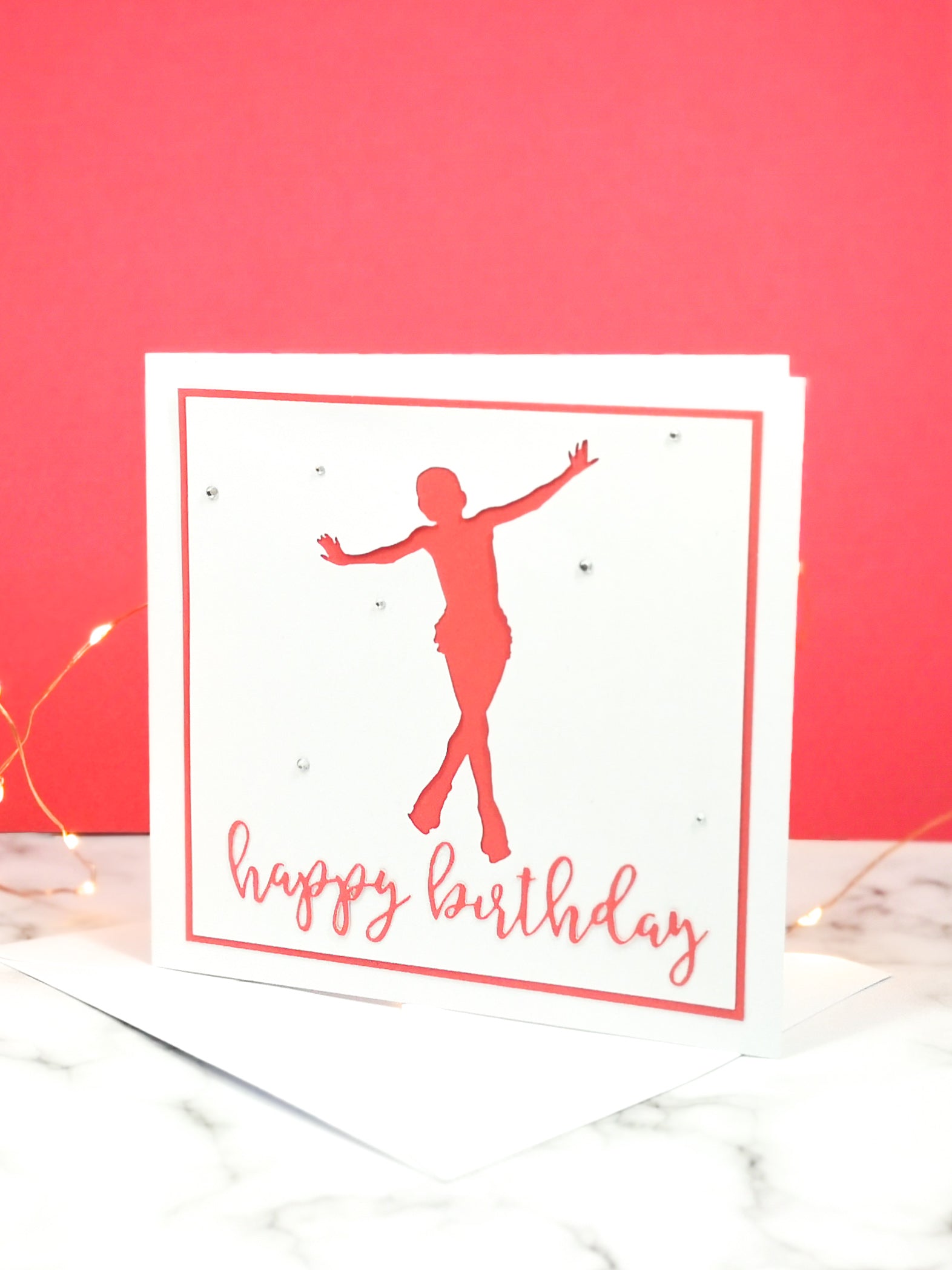 Jump | Handmade Large Square Silhouette Birthday Card | The Bright Edition