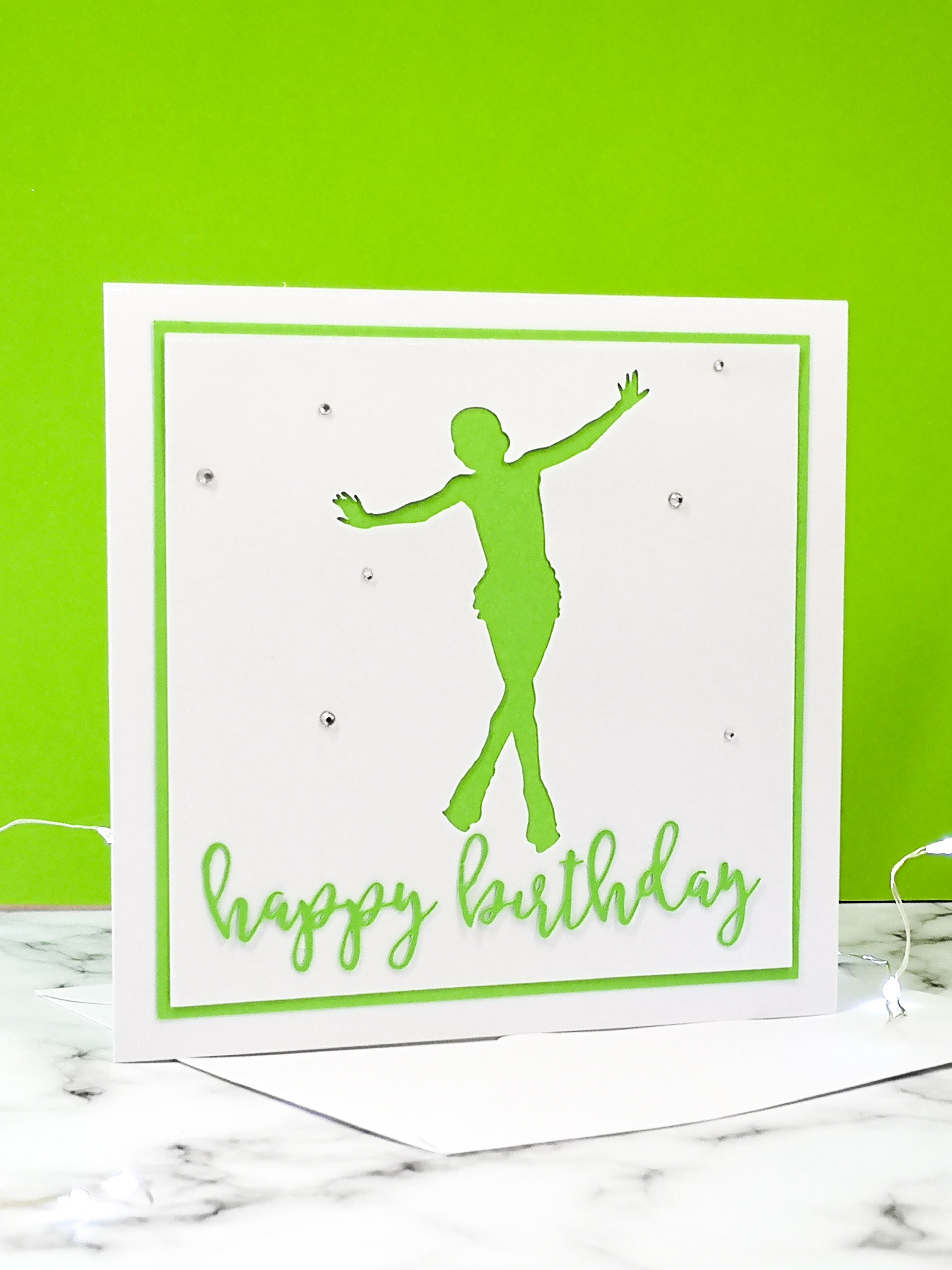 Jump | Handmade Large Square Silhouette Birthday Card | The Bright Edition