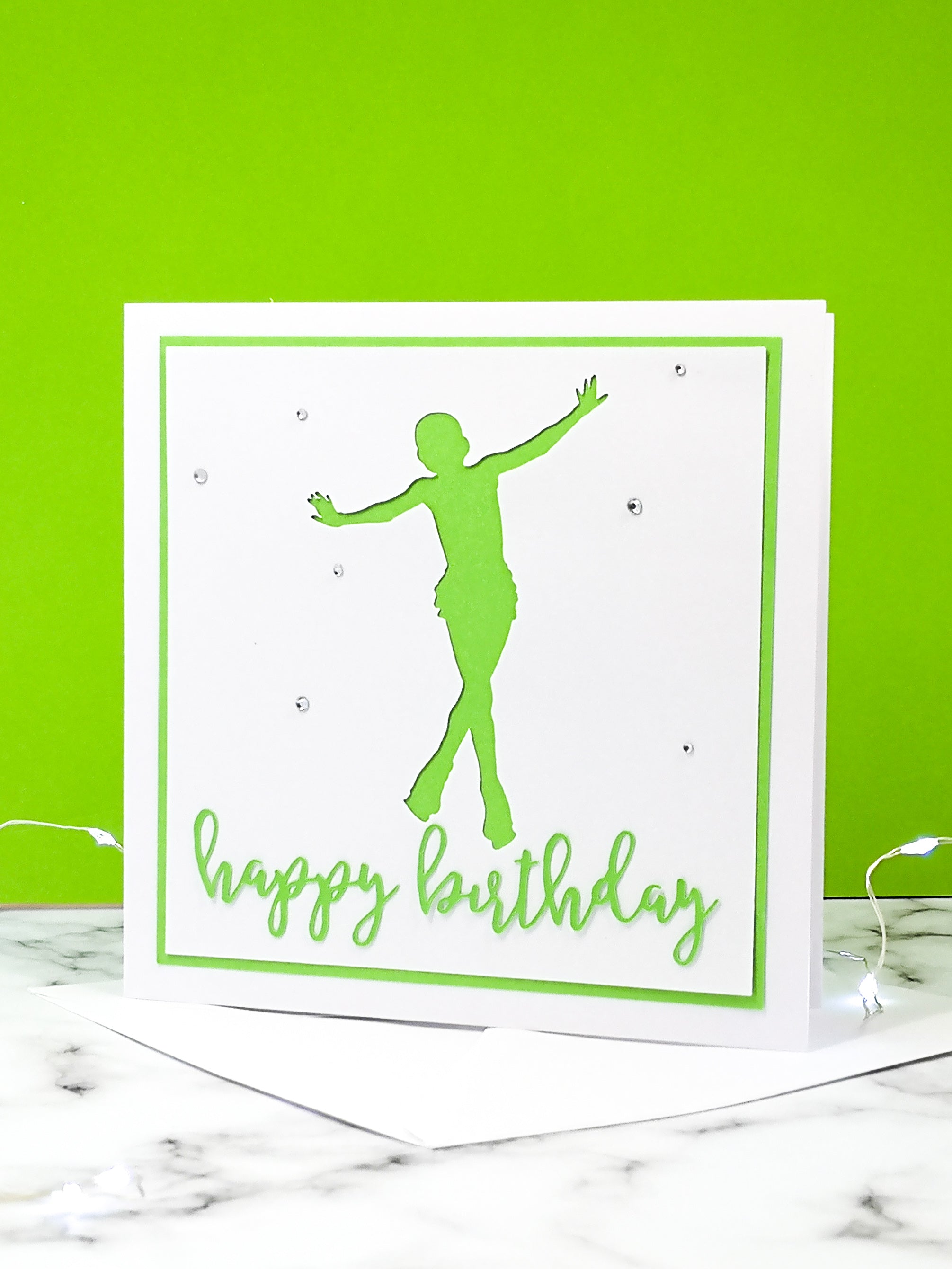 Jump | Handmade Large Square Silhouette Birthday Card | The Bright Edition