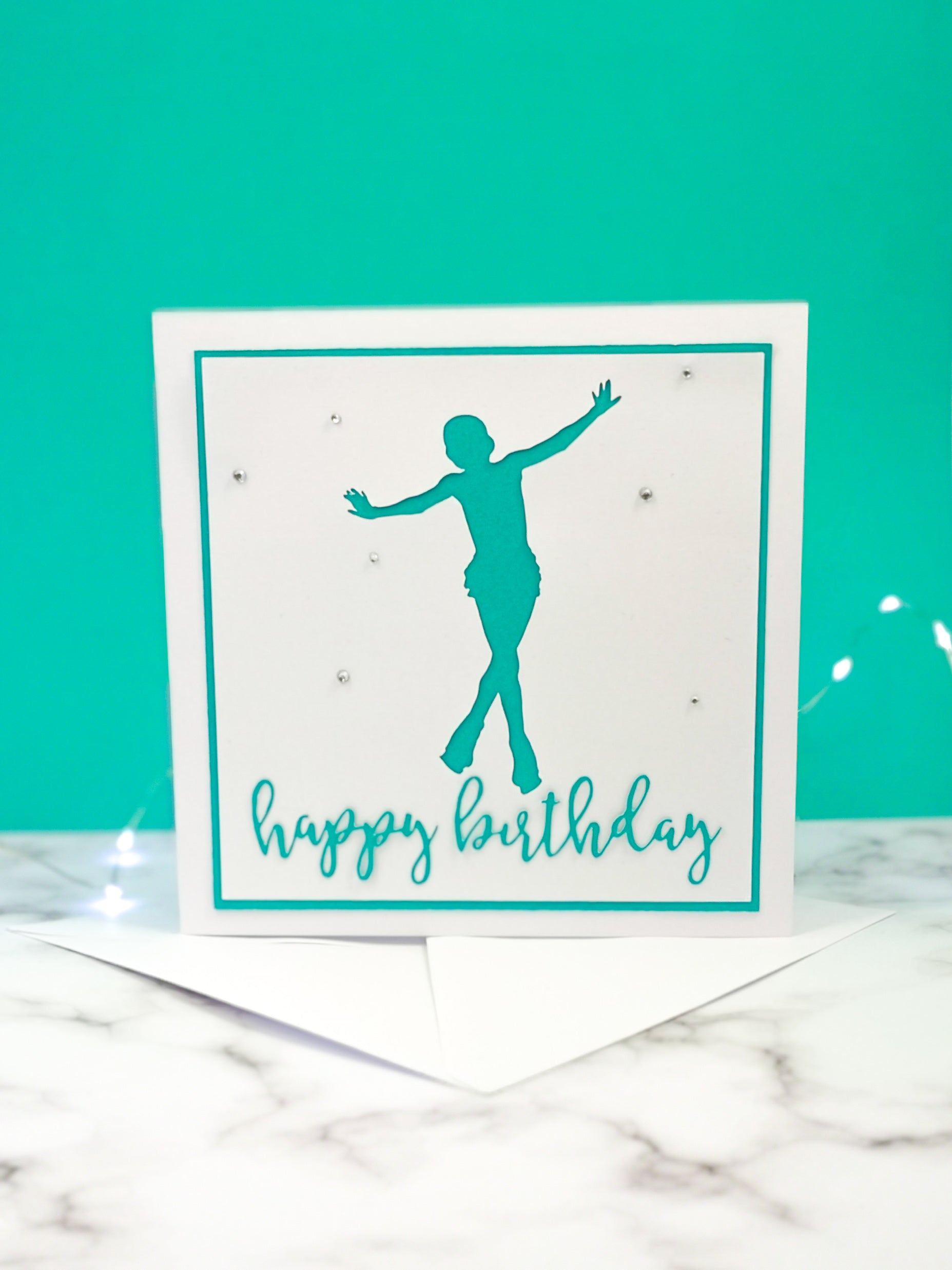 Jump | Handmade Large Square Silhouette Birthday Card | The Bright Edition