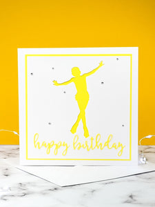 Jump | Handmade Large Square Silhouette Birthday Card | The Bright Edition